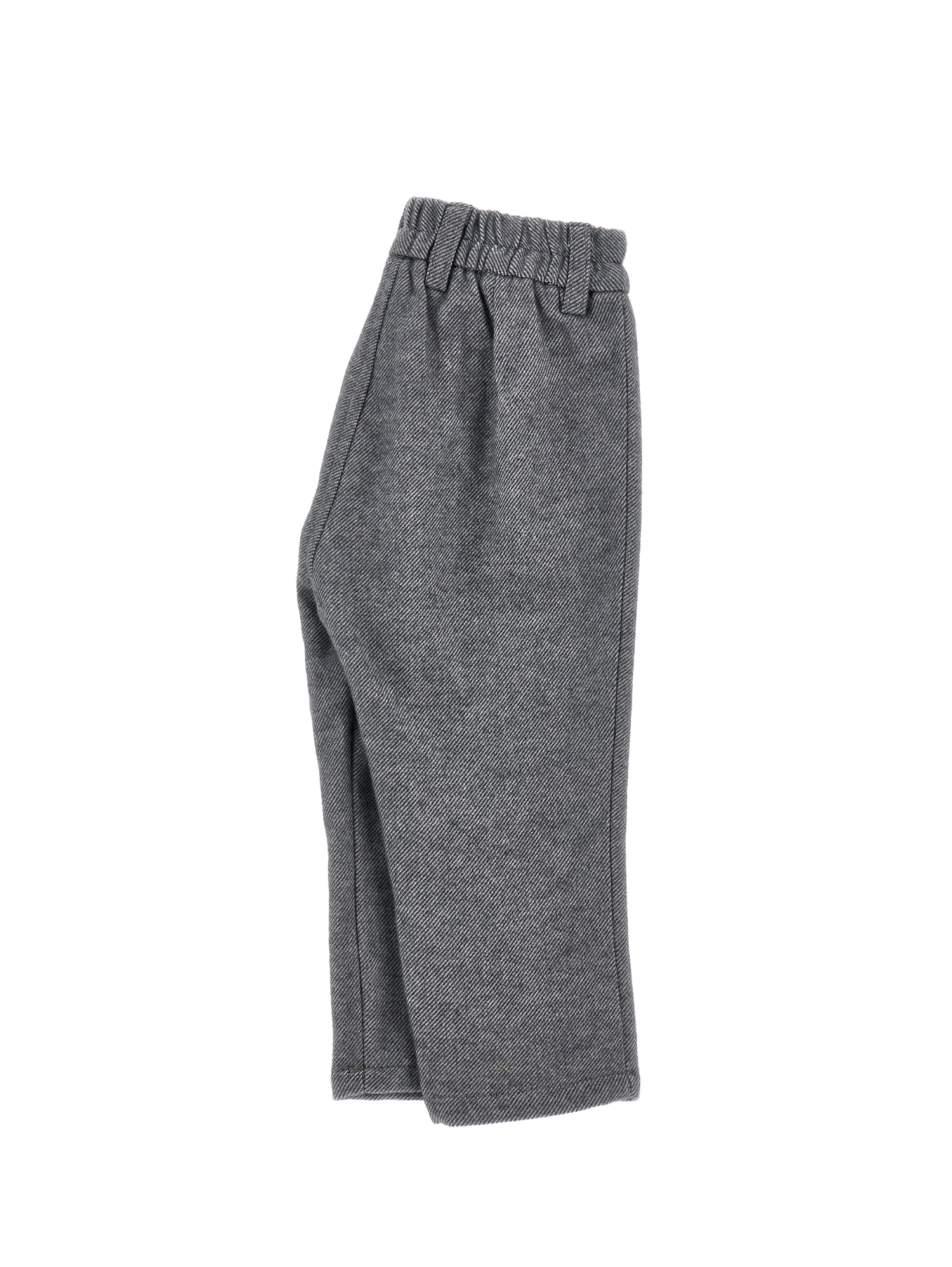 Monnalisa Soft Flannel Trousers In Grey + Cream