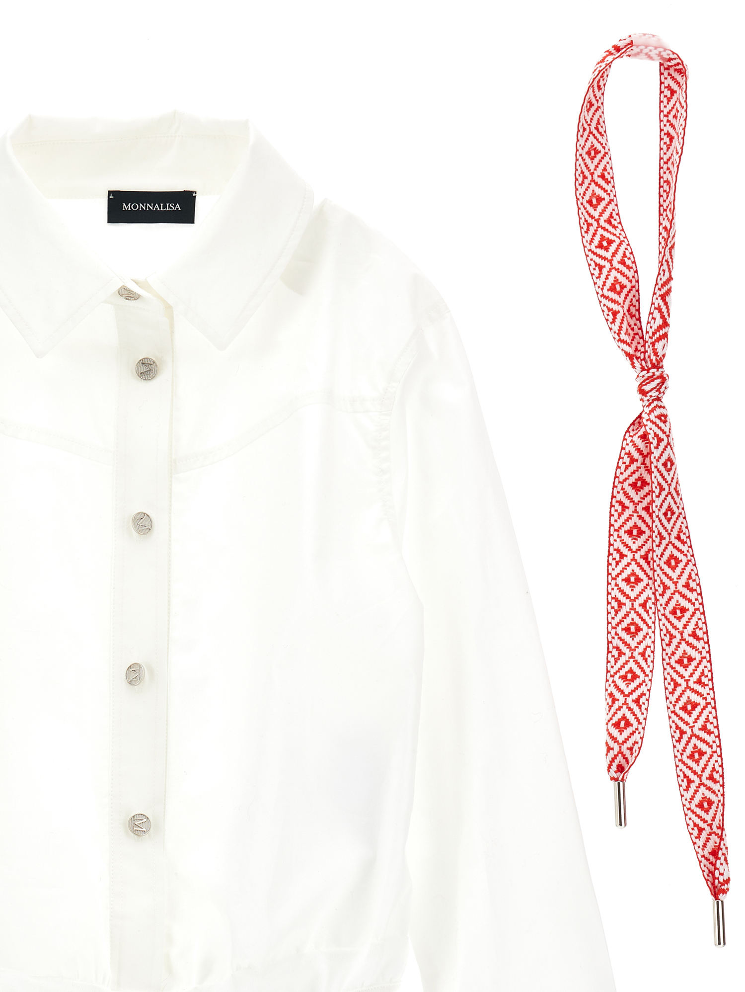Monnalisa Body Shirt With Tie In White