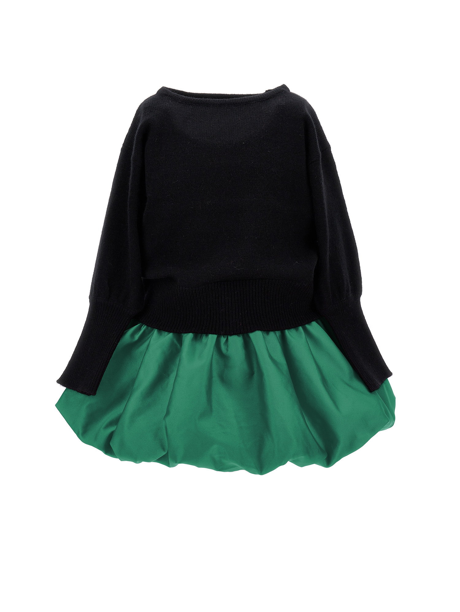 Monnalisa Kids'   Duchesse Dress With Pullover In Black + Green
