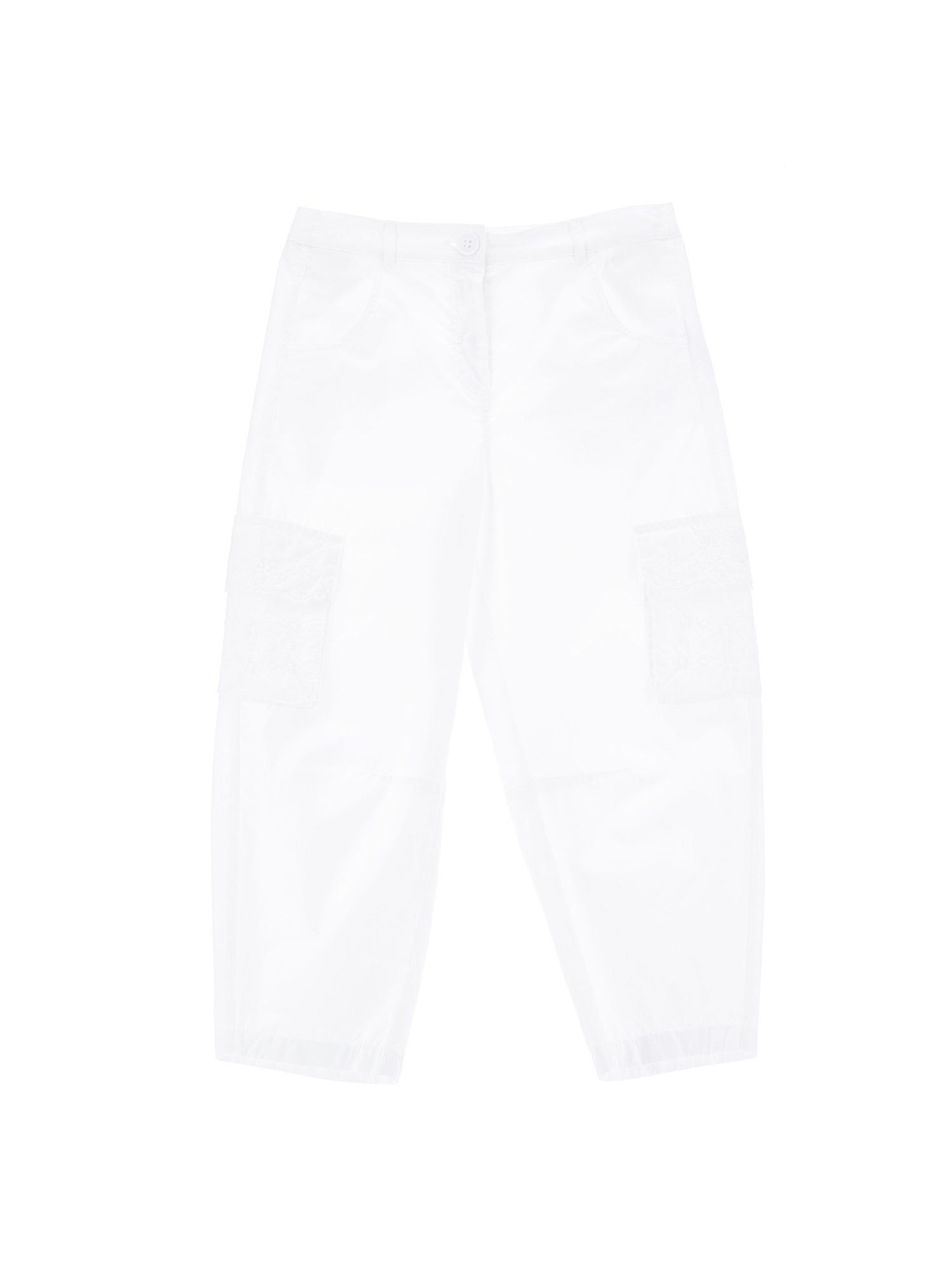 Monnalisa Kids'   Poplin Trousers With Large Pockets In White
