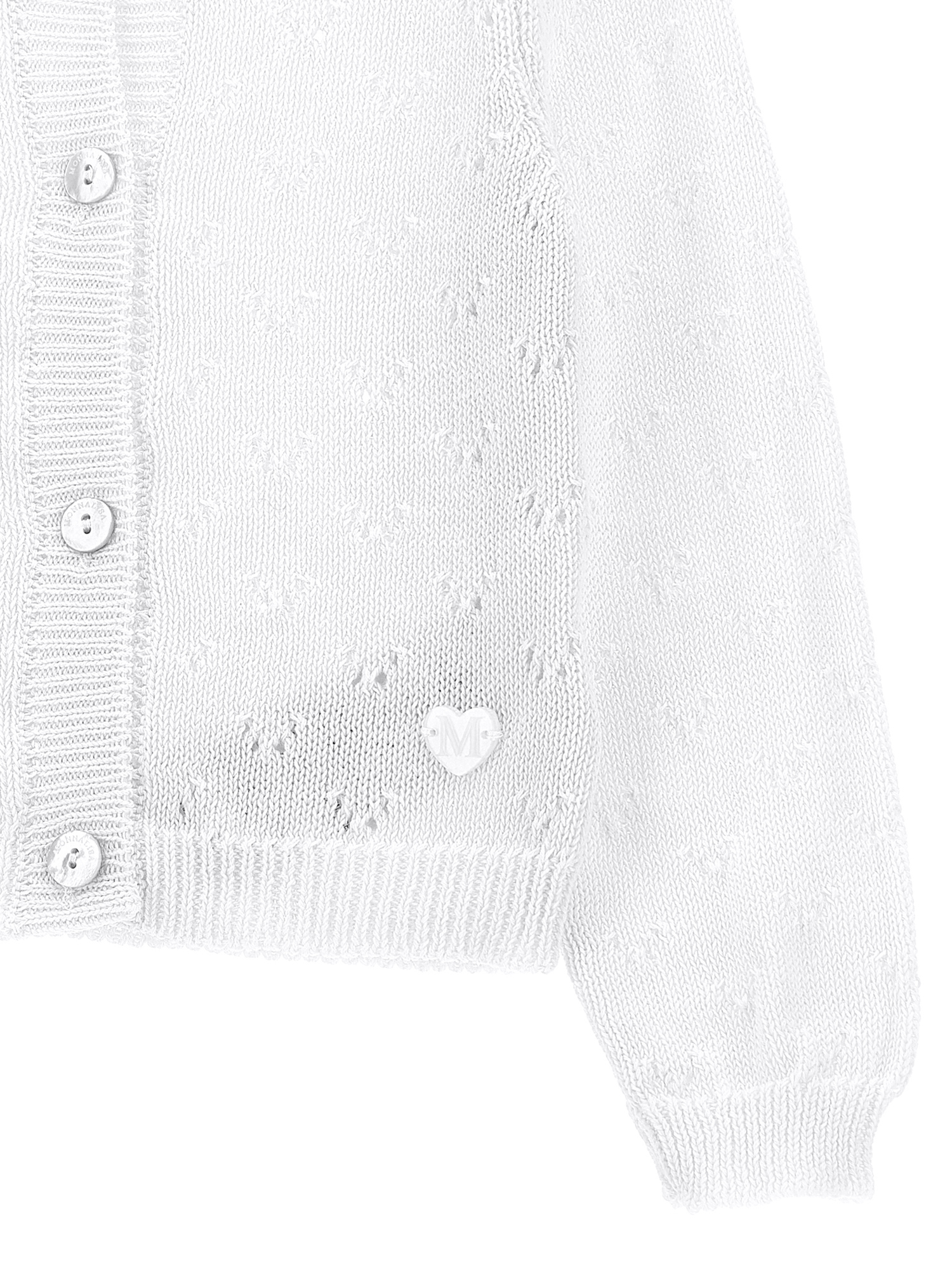 Monnalisa Cotton Cardigan In White
