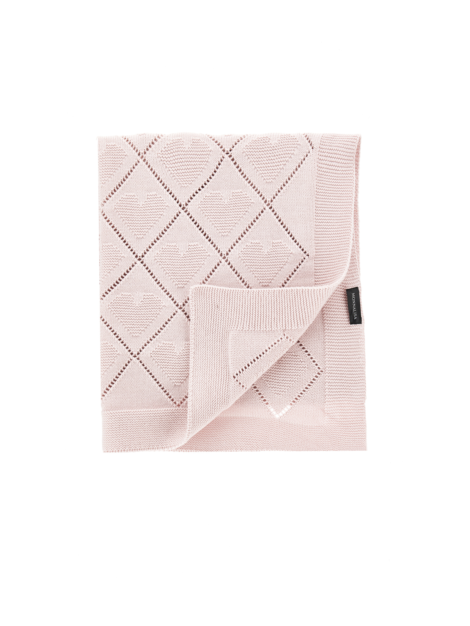 Monnalisa Blanket In Heart Knit In Dusty Pink Rose