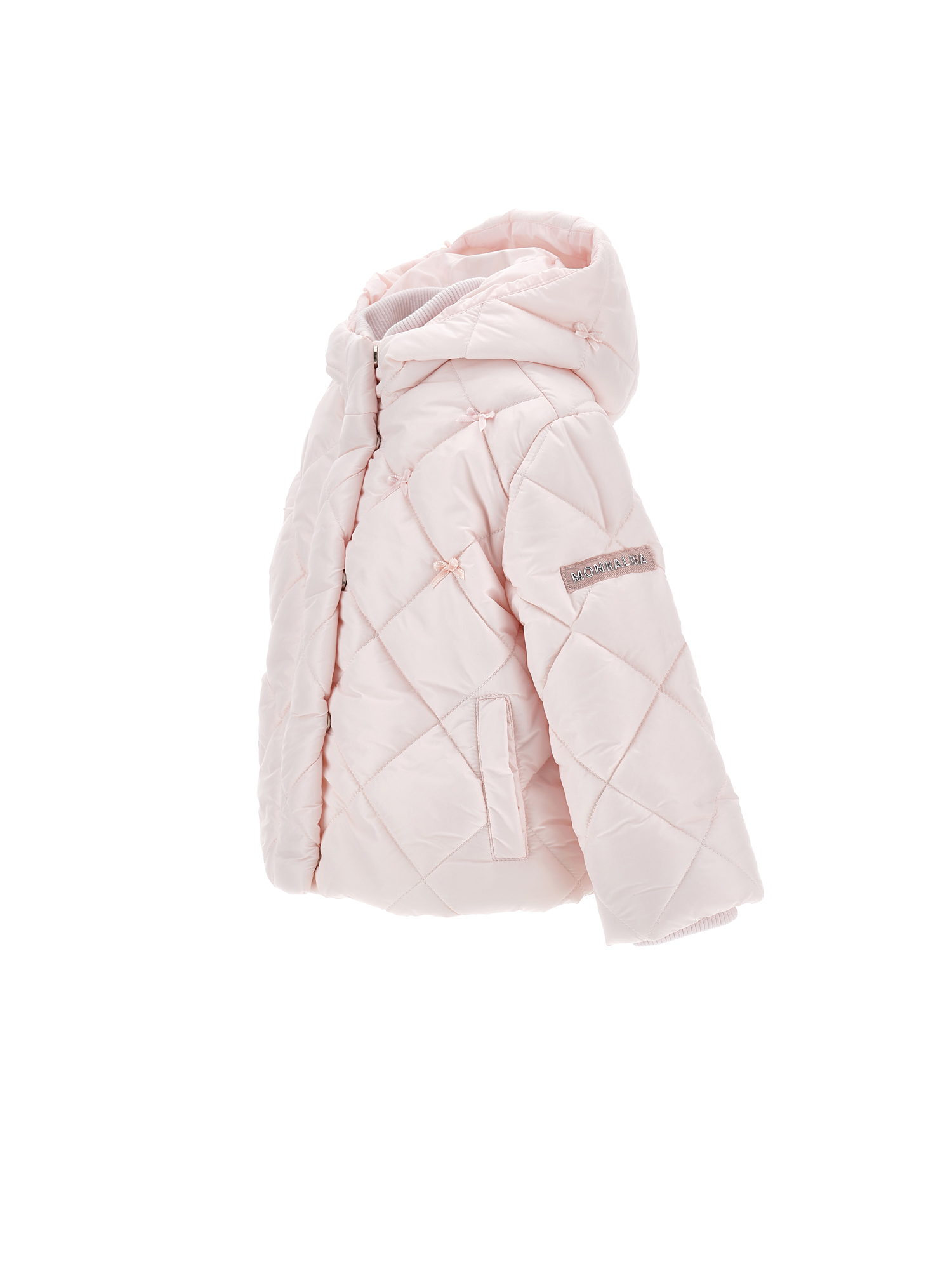Monnalisa Padded Down Jacket With Bows In Pink