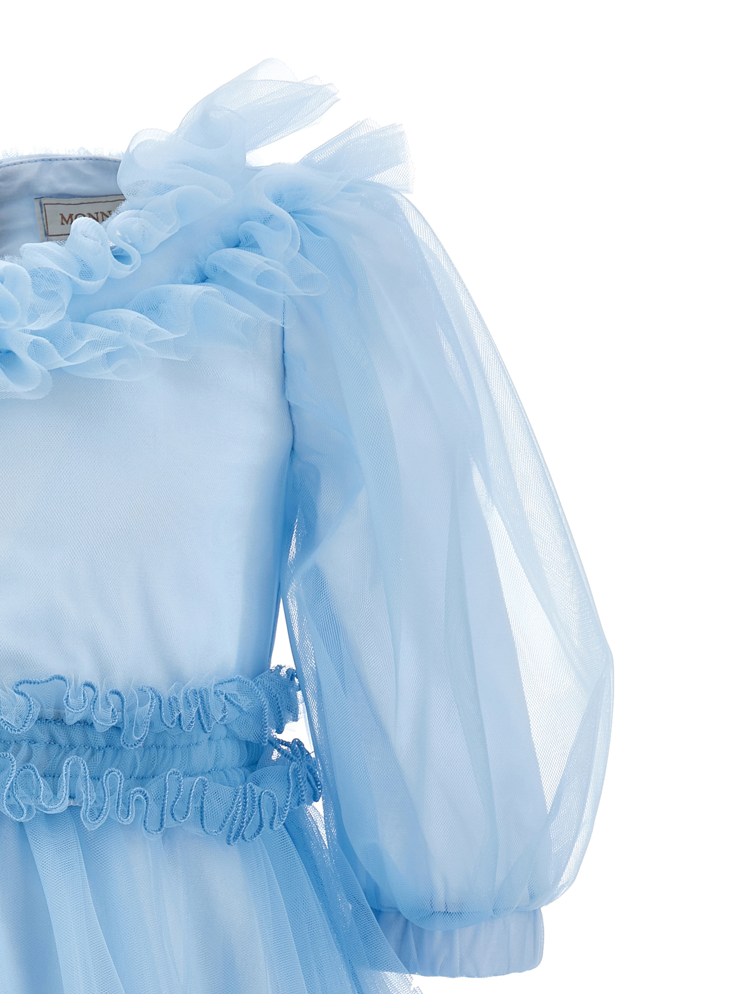 Monnalisa Ruffled Tulle Dress In Blue