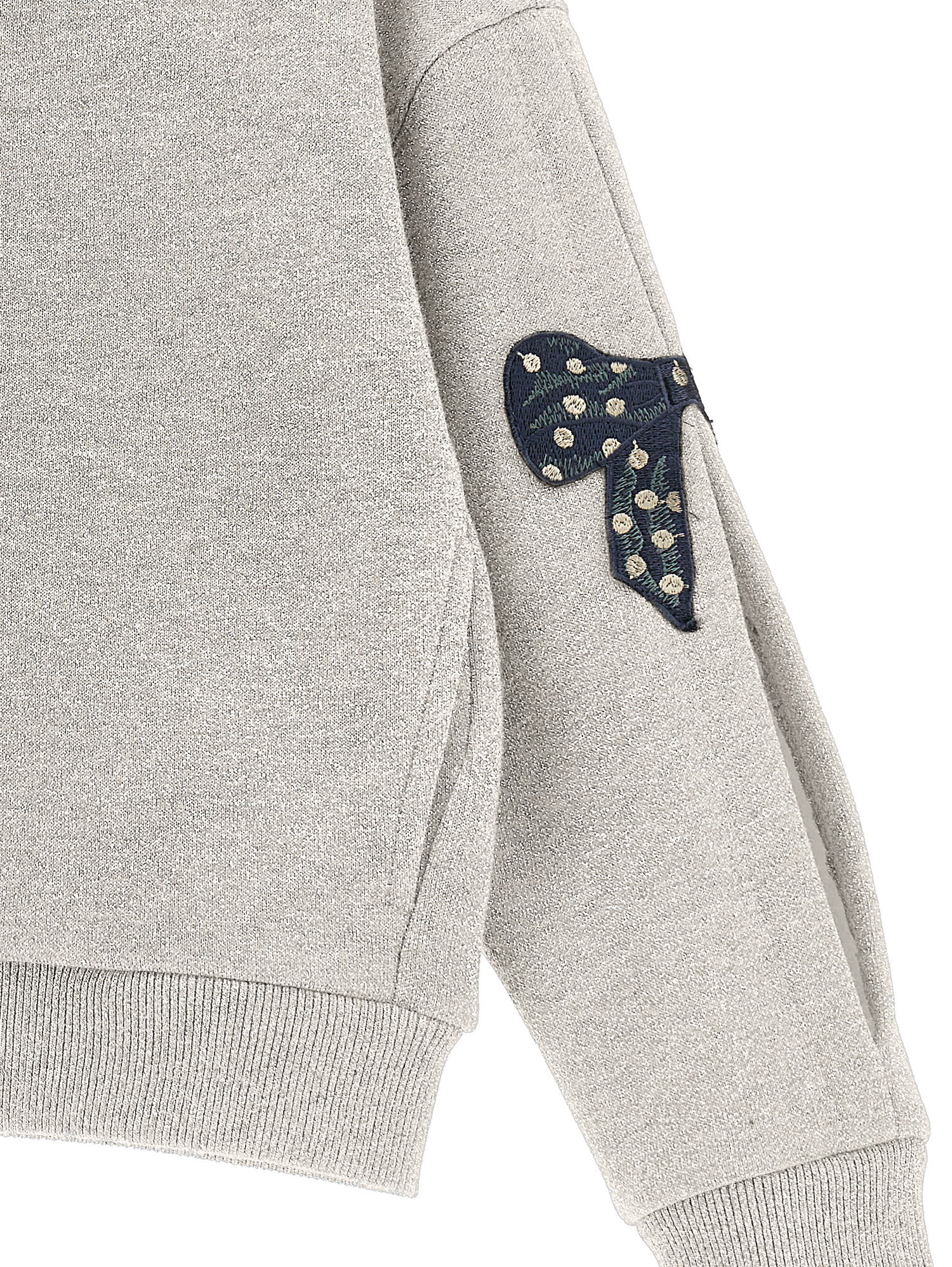 Monnalisa Lurex Sweatshirt With Bows In Ecru + Silver