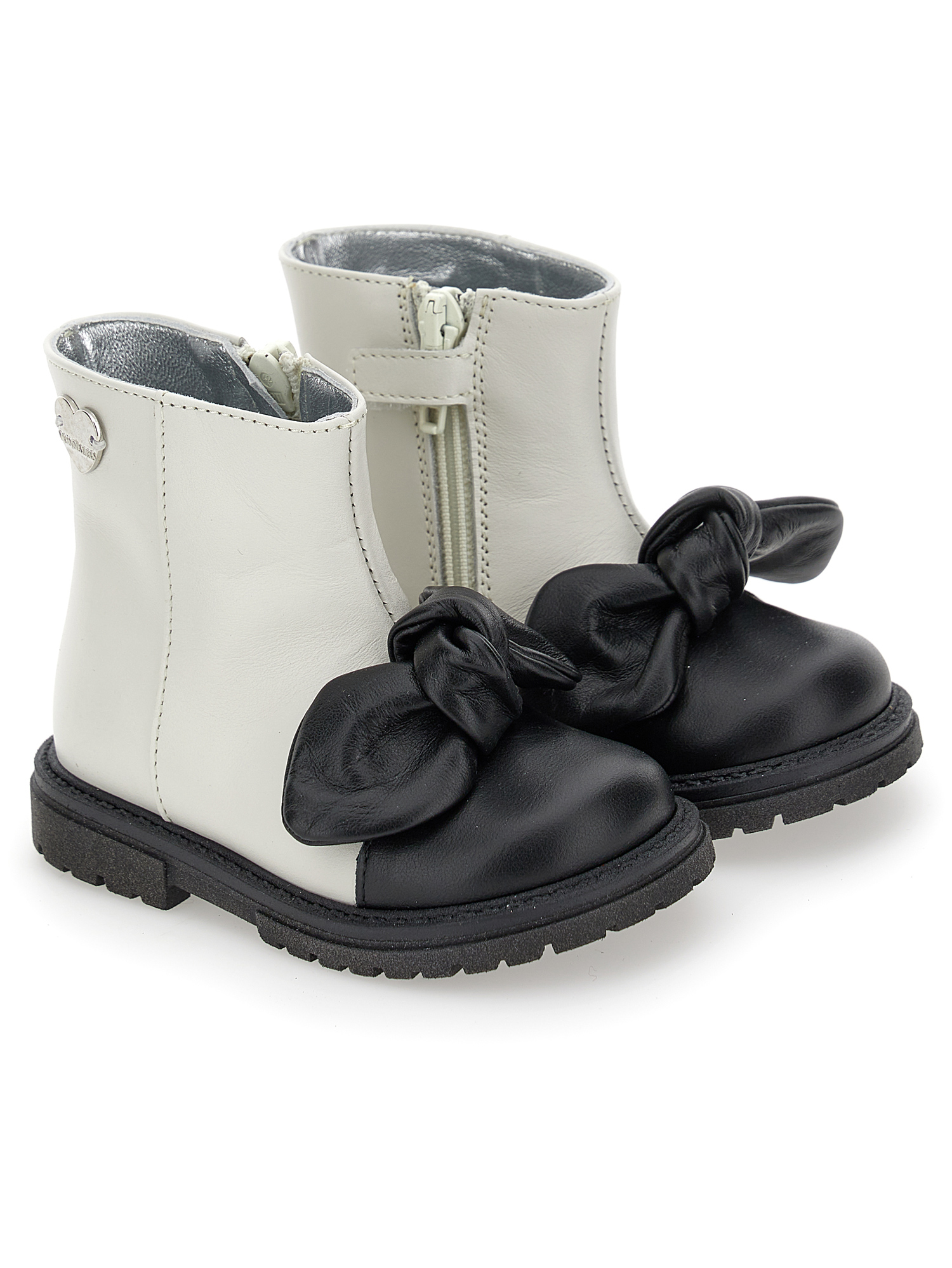 MONNALISA MONNALISA TWO-TONE LEATHER ANKLE BOOTS