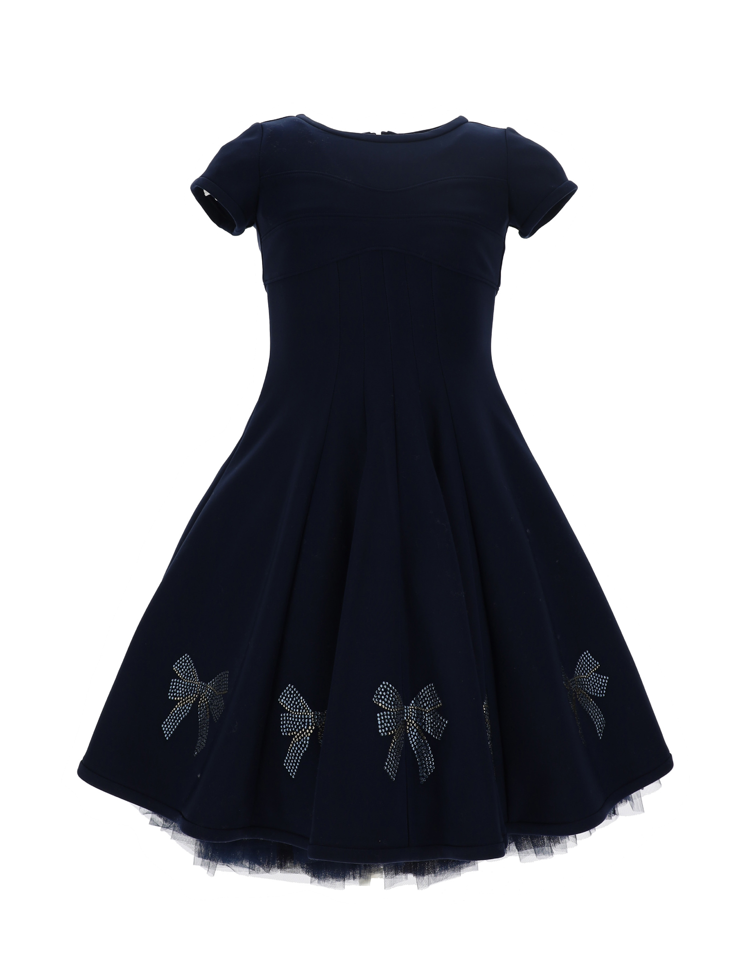 Monnalisa Kids'   Dress With Bows In Navy Blue