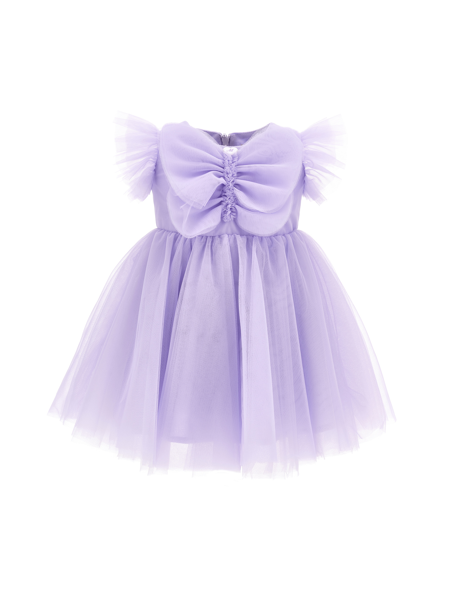 Monnalisa Babies'   Maxi Butterfly Silk-touch Tulle Dress In Wisteria