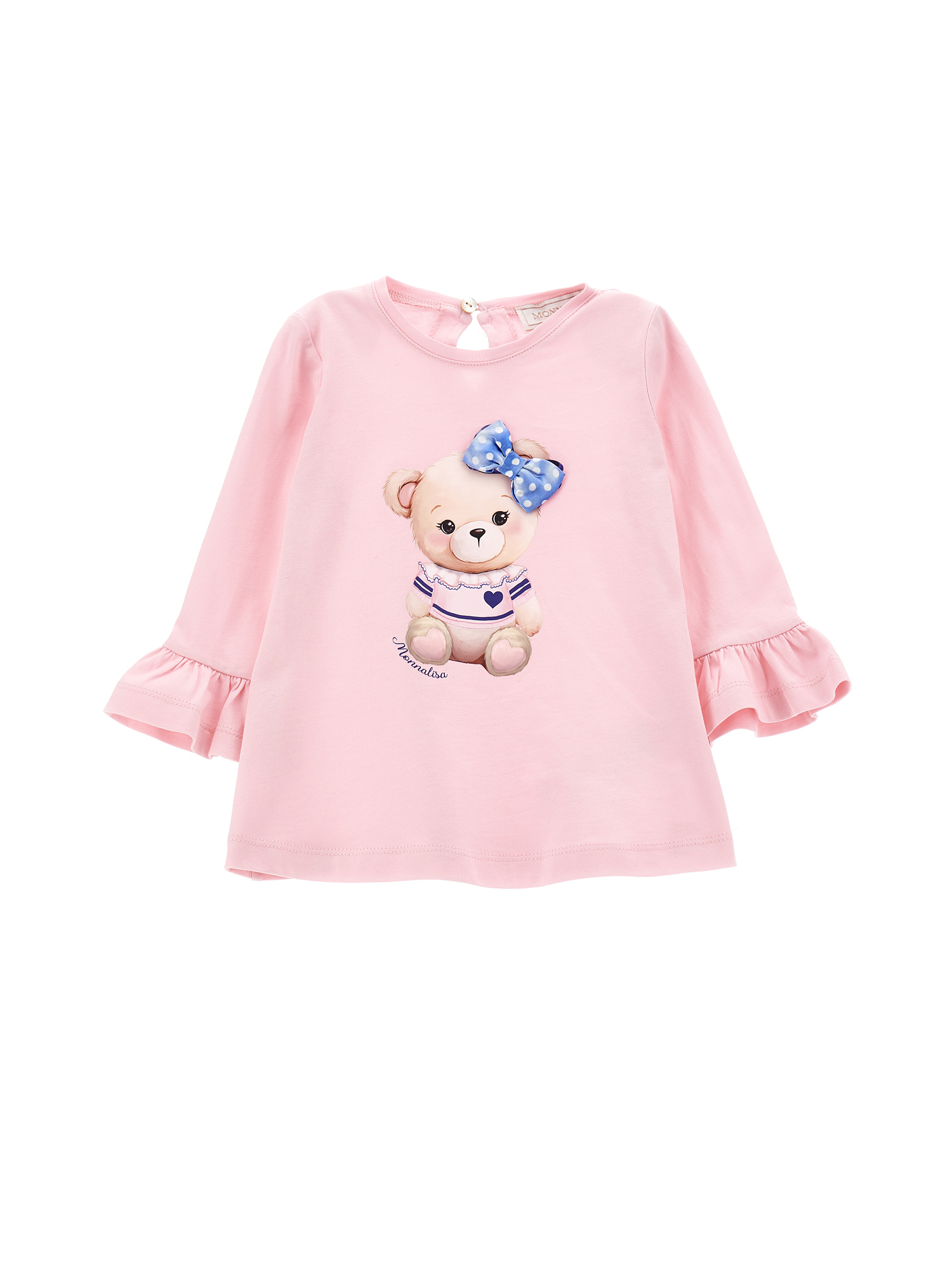 Monnalisa Maxi T-shirt With Teddy In Rosa Fairy Tale
