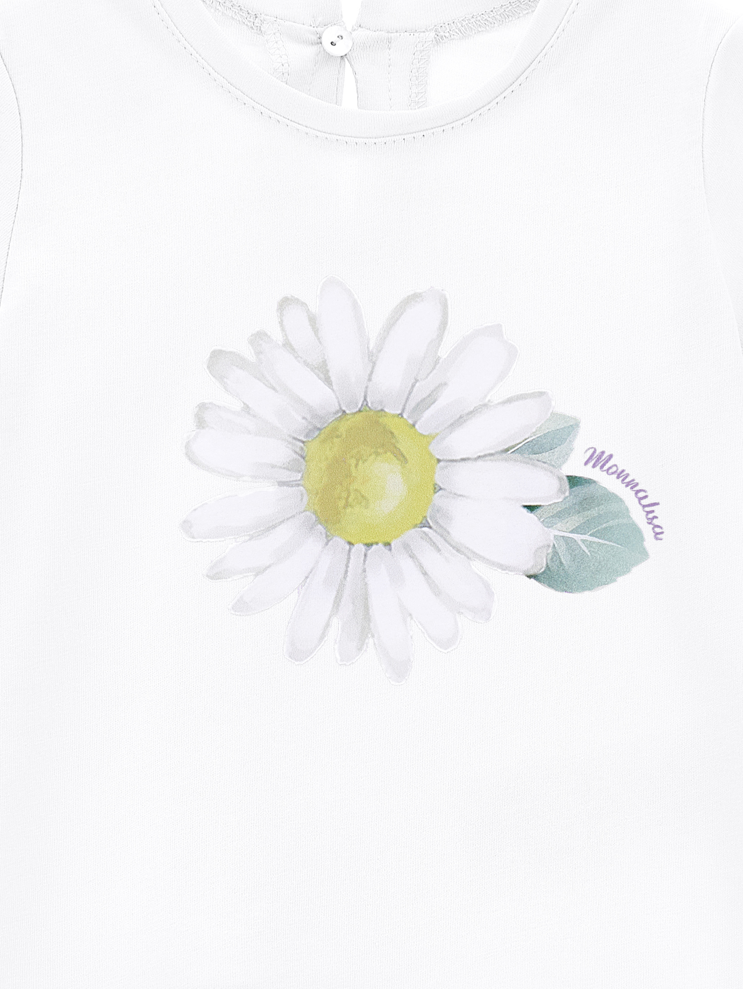 Monnalisa T-shirt With Maxi Daisy In White
