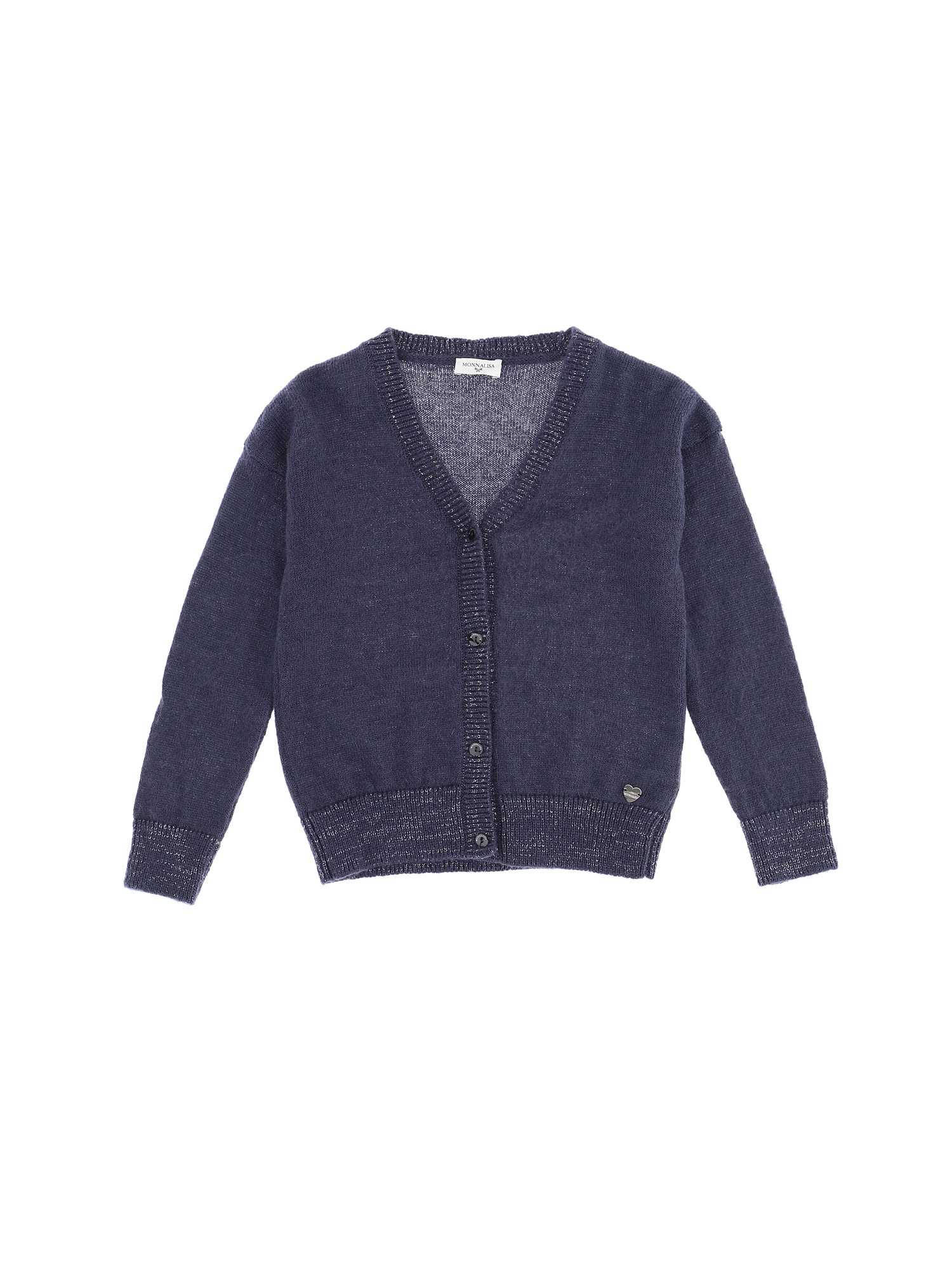 Monnalisa Kids'   Glitter Mohair Cardigan In Navy Blue