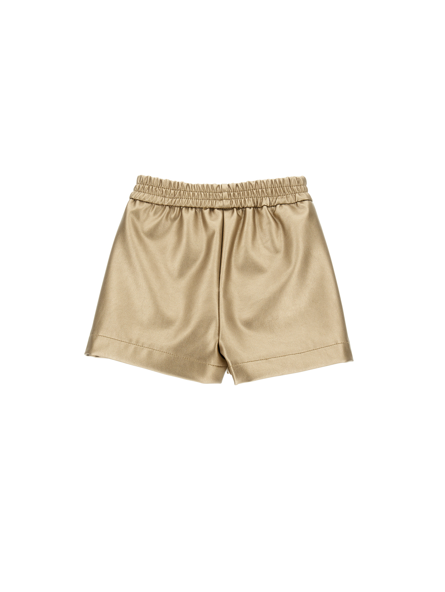 Shop Monnalisa Laminated Shorts In Gold
