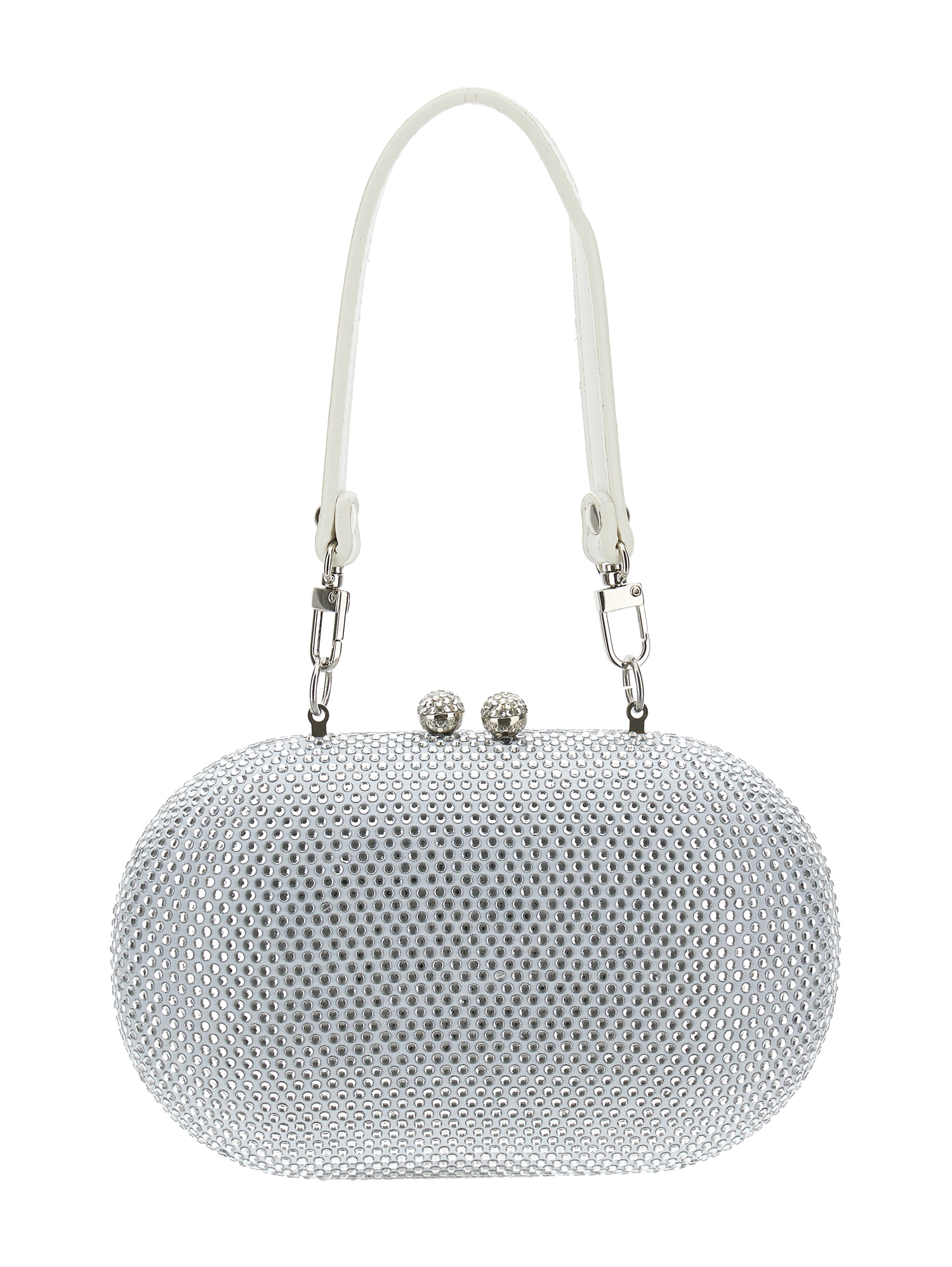 MONNALISA MONNALISA OVAL RHINESTONE CLUTCH BAG