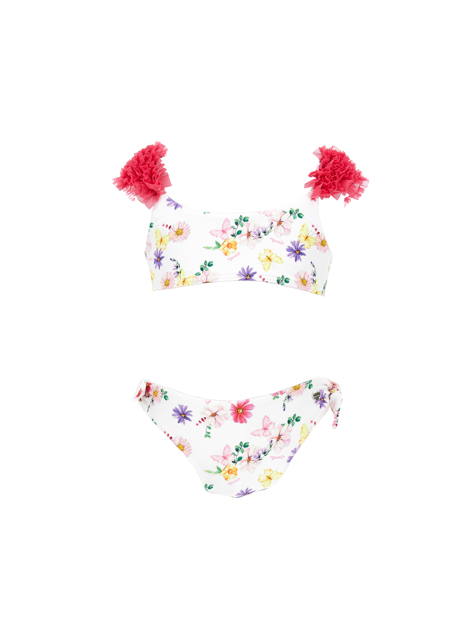Monnalisa Kids'   Floral Stretch Bikini In Multicolour + Pink