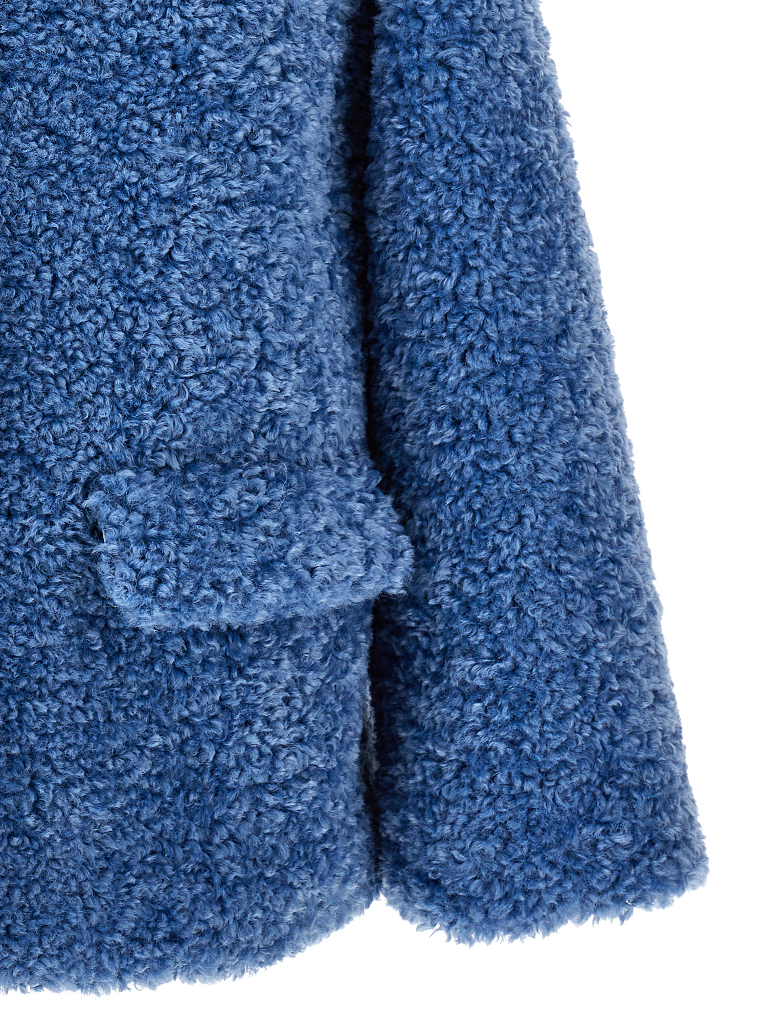 Monnalisa Plush Jacket With Pockets In Bluestone