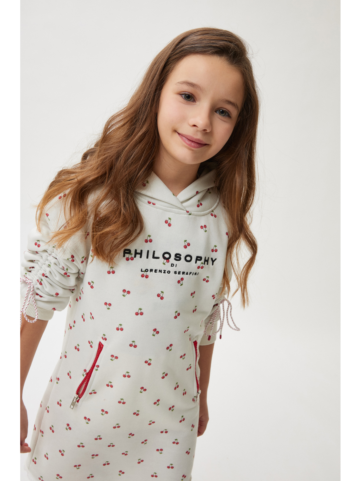 Philosophy Di Lorenzo Serafini Philosophy Kids  Drawstring Sweatshirt Dress In Neutral