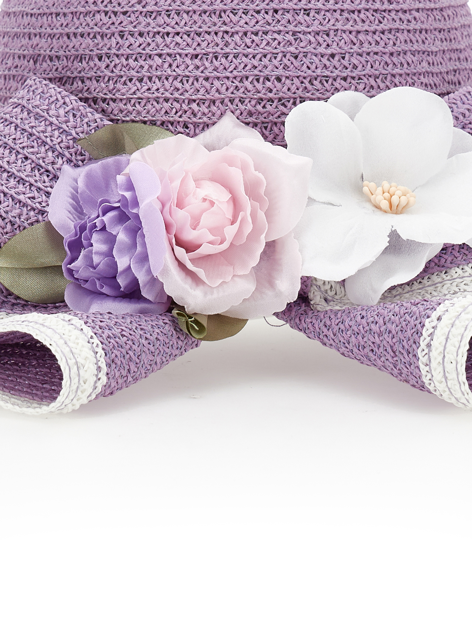 Monnalisa Floral Straw Hat In Wisteria