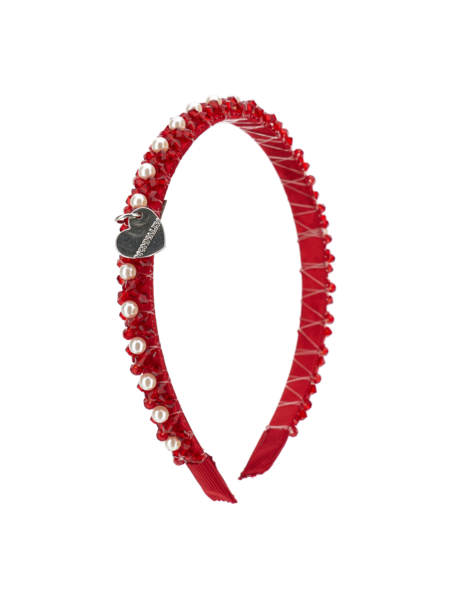 Monnalisa Sequin And Pearl Headband In Red