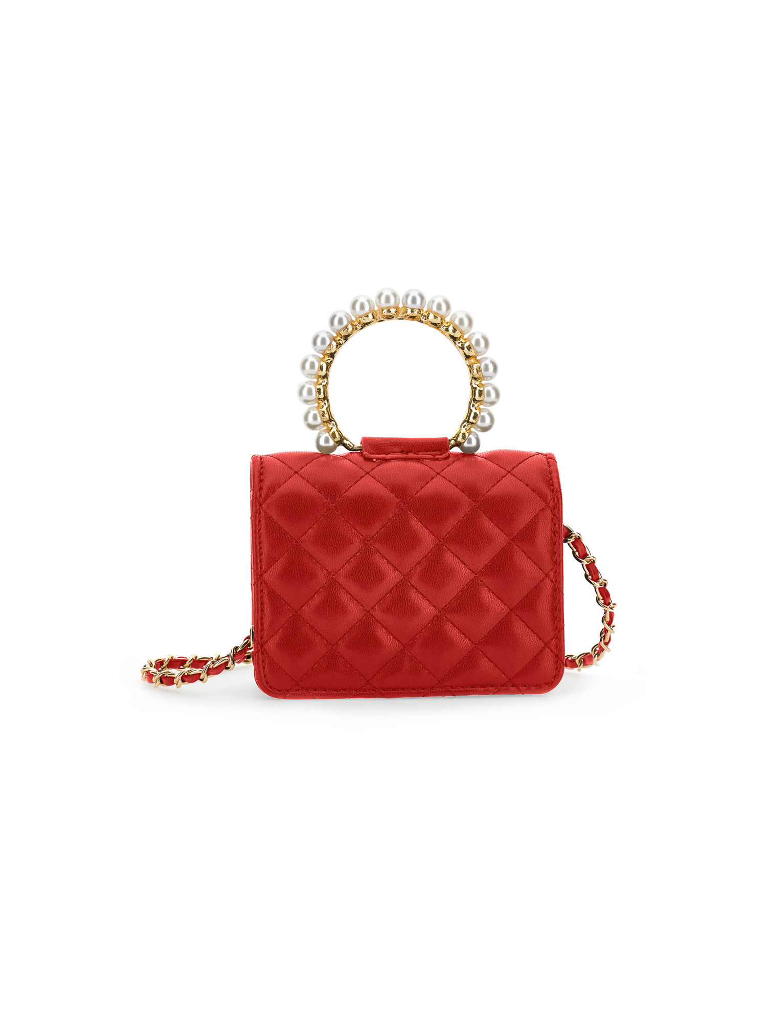 Monnalisa City Bag With Pearls And Chain In Blue