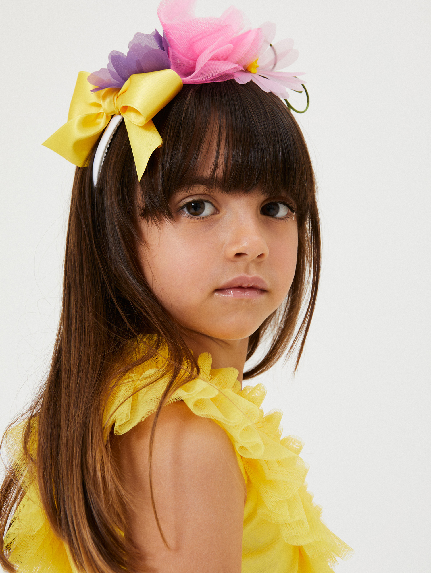 Shop Monnalisa Hairband With Organza Flowers In Multicolor