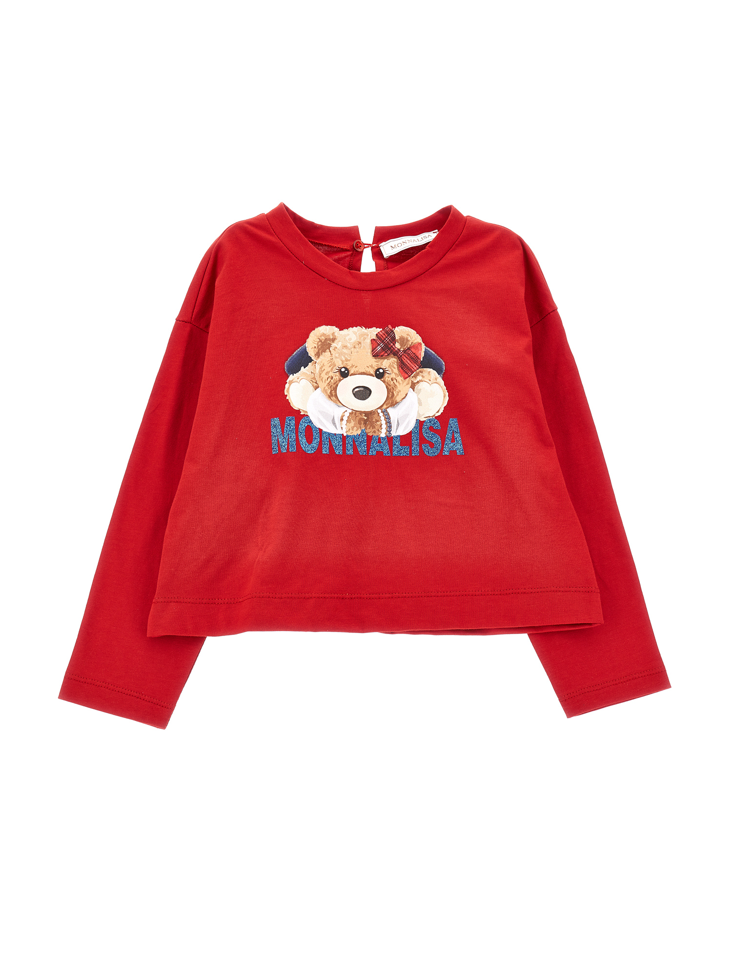 Monnalisa T-shirt jersey maniche lunghe orsetto