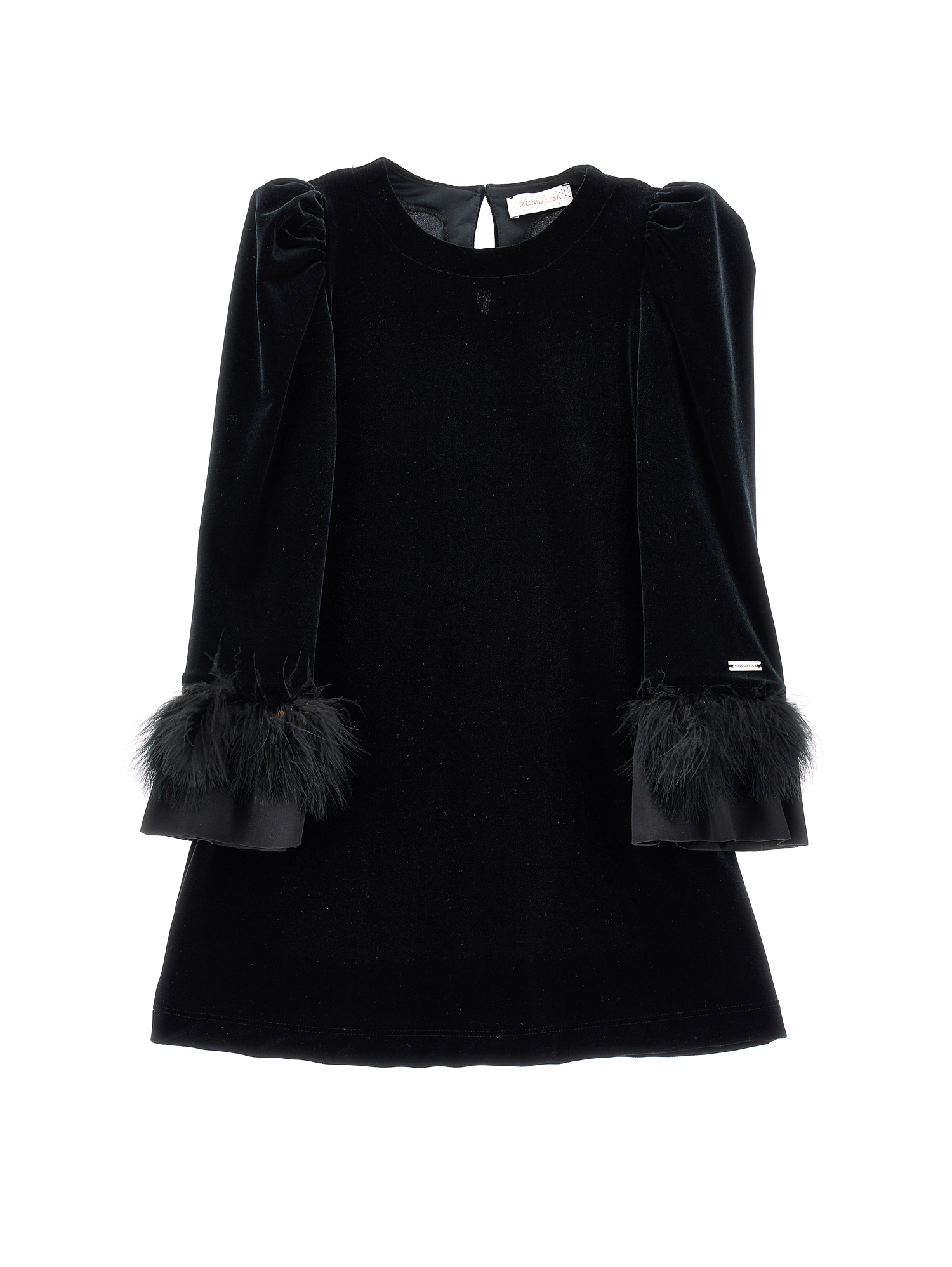 Monnalisa Chenille Bon Ton Dress In Black