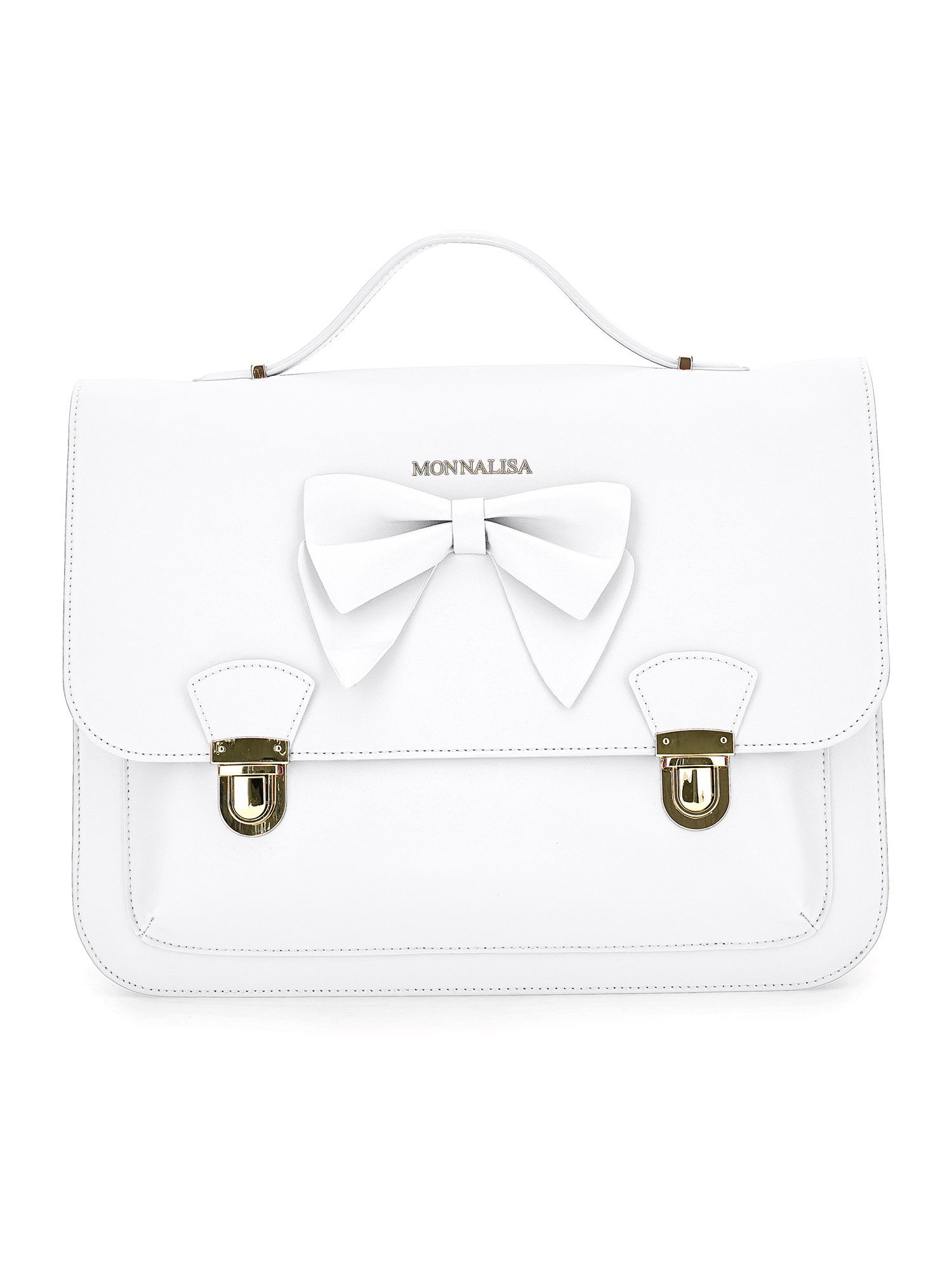Monnalisa Kids'   Regenerated Leather Satchel With Bow In White