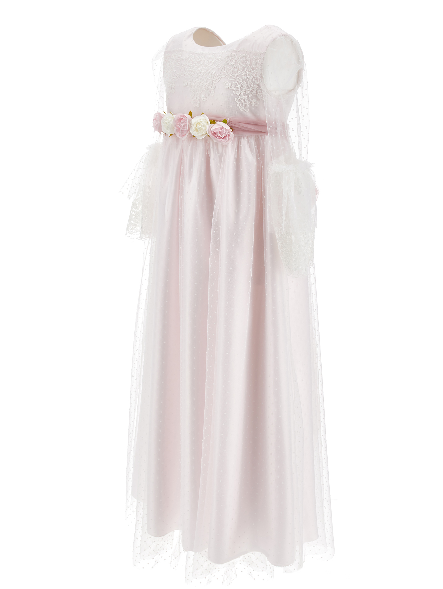 Monnalisa Seville Dress Tulle Polka Dots In Pink