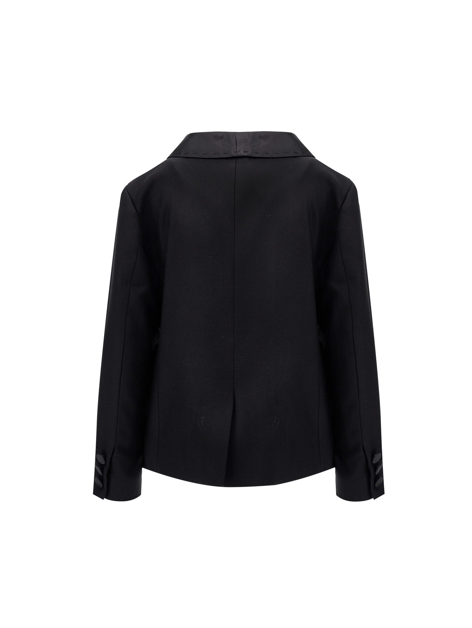 Monnalisa Classic Jacket With Satin Details In Black