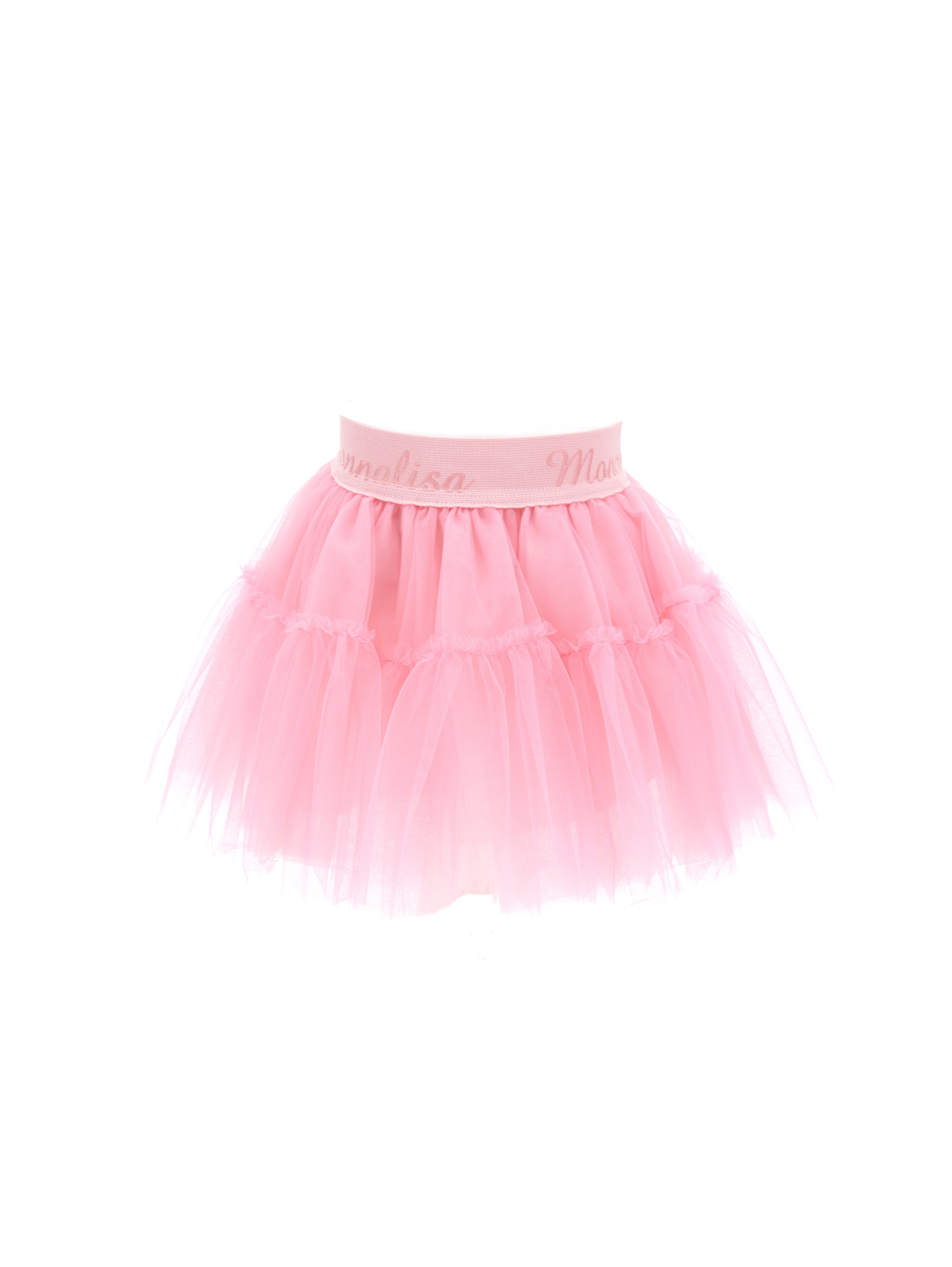 Monnalisa Kids'   Silk-touch Tulle Skirt In Candy Pink + Light Pink