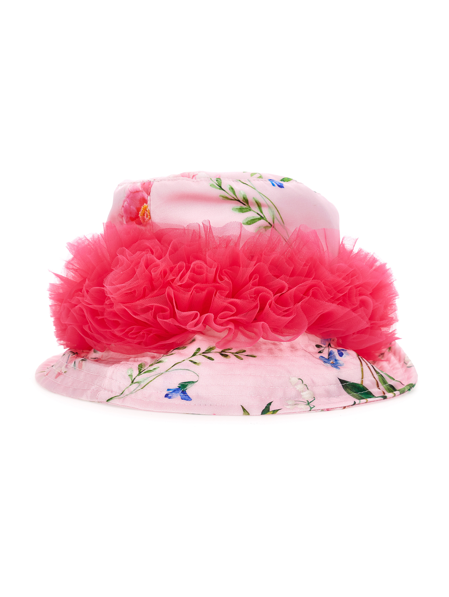 Monnalisa Satin Hat With Ruffles In Fairytale + Multicolor