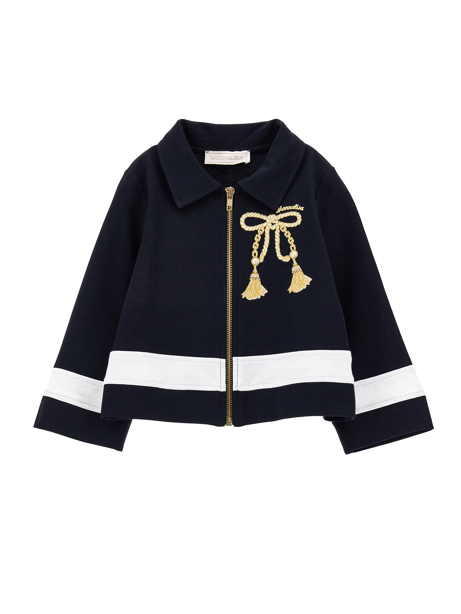Monnalisa Kids'   Embroidered Open Sweatshirt In Blue