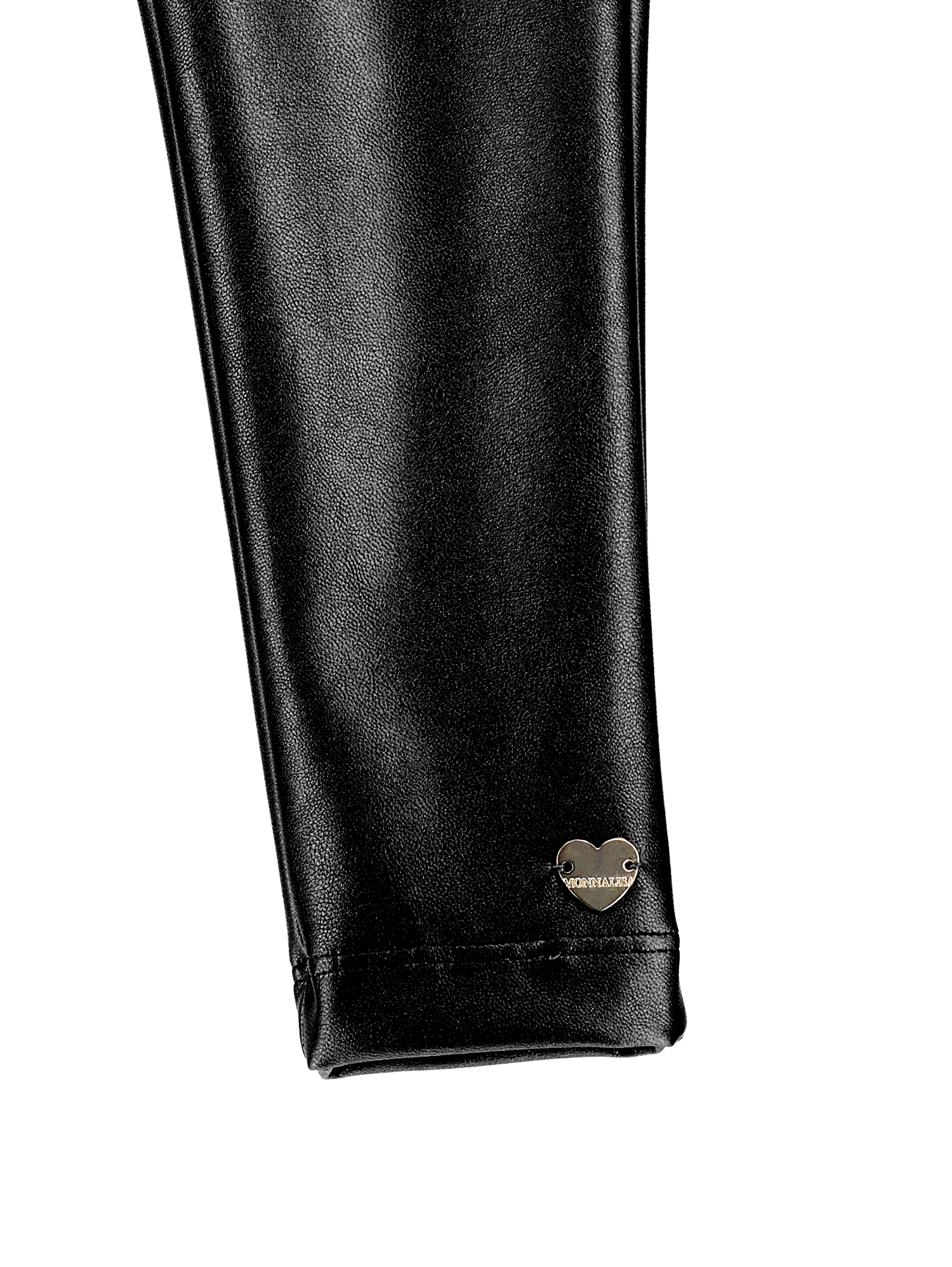 Monnalisa Coated Fabric Stretch Leggings In Black