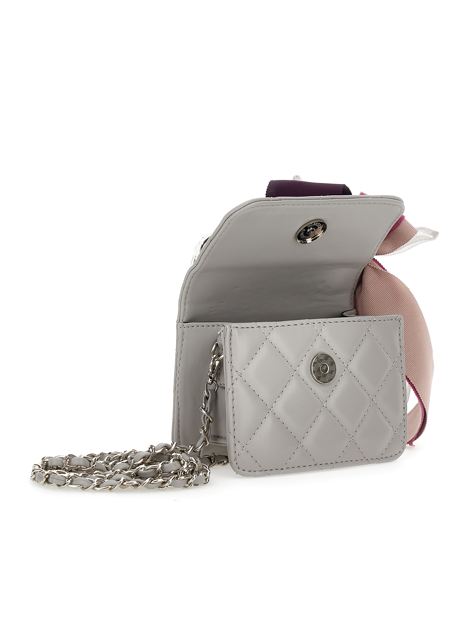 Monnalisa Coated Fabric Mini Bag In Grey