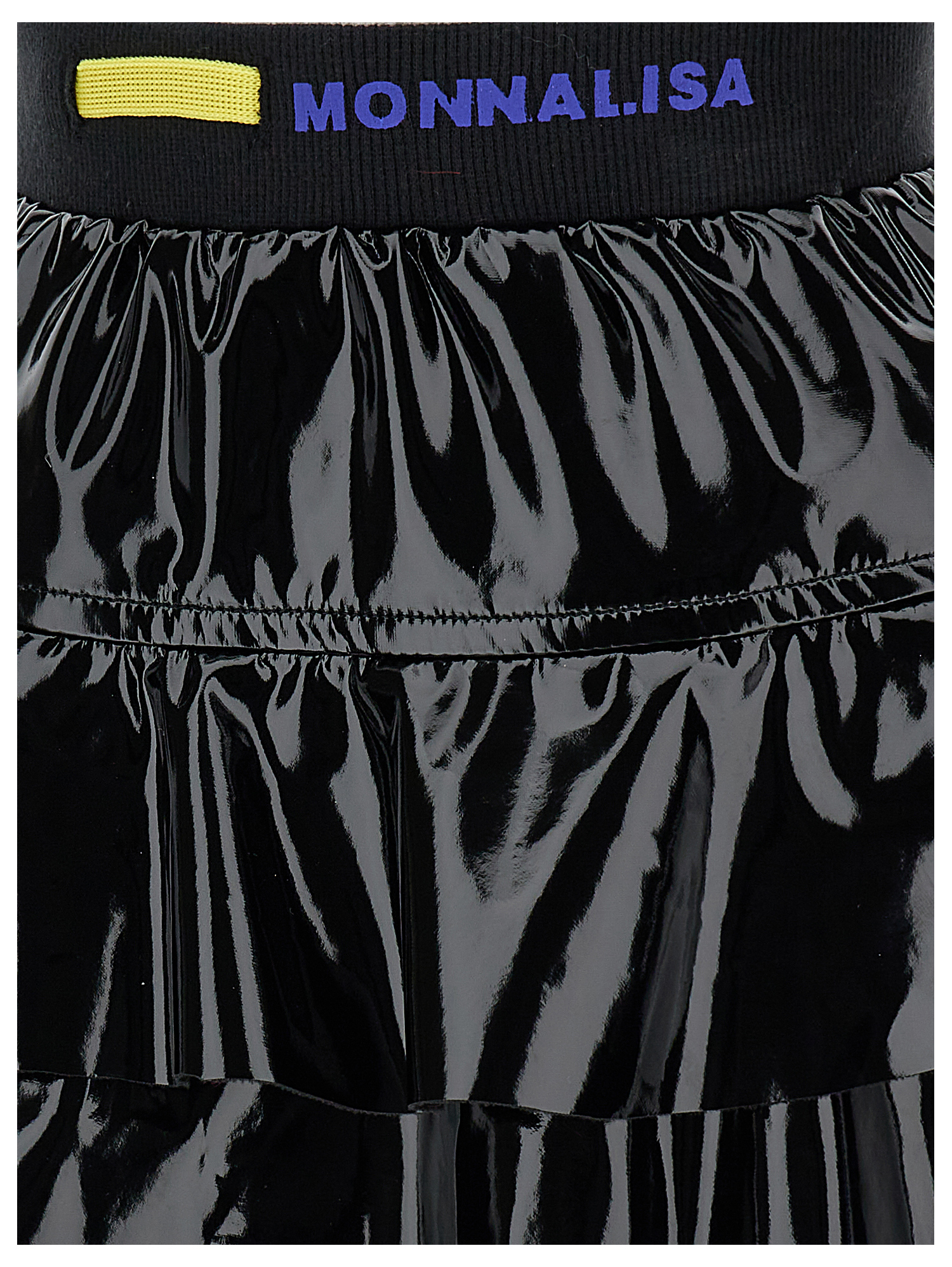 Monnalisa Flared Vinyl Skirt In Black