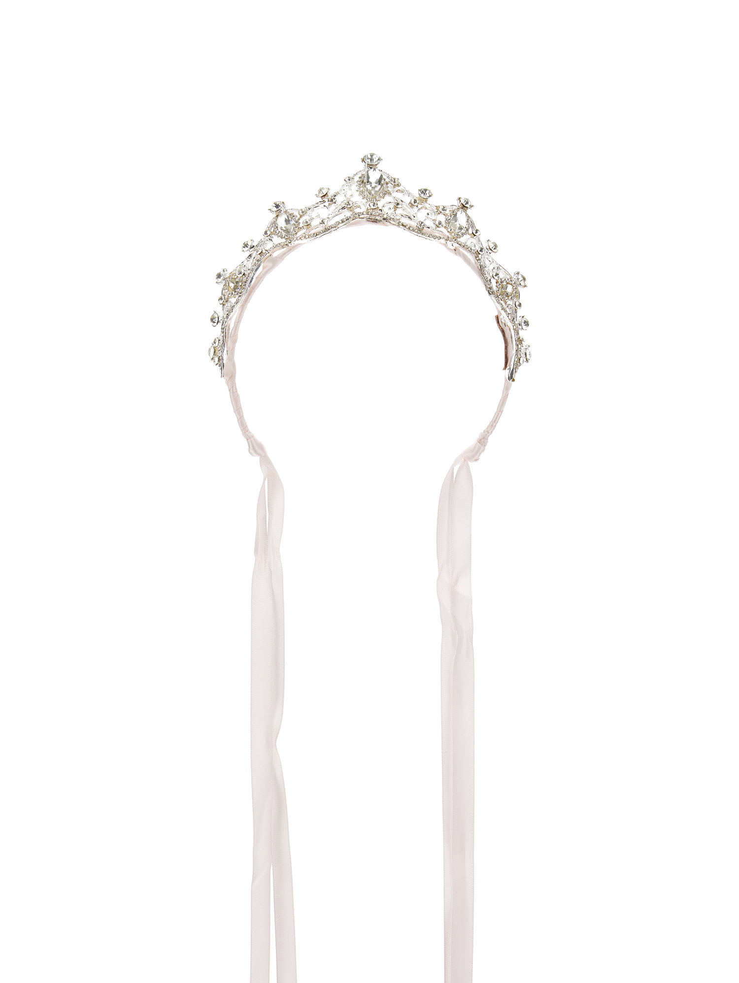 Monnalisa Tiara In Rhinestones And Bezels In Light Pink