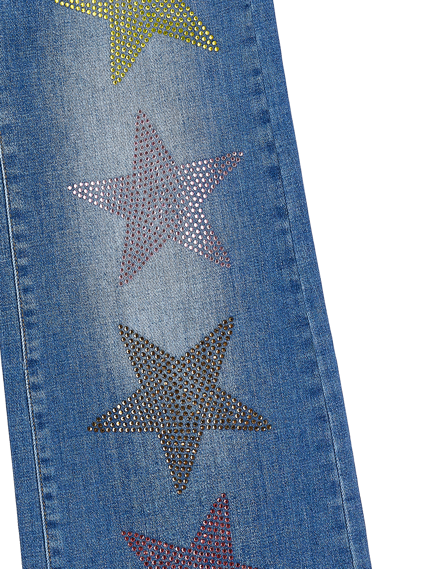 Shop Monnalisa Palazzo-style Jeans With Stars In Blu Stone Denim