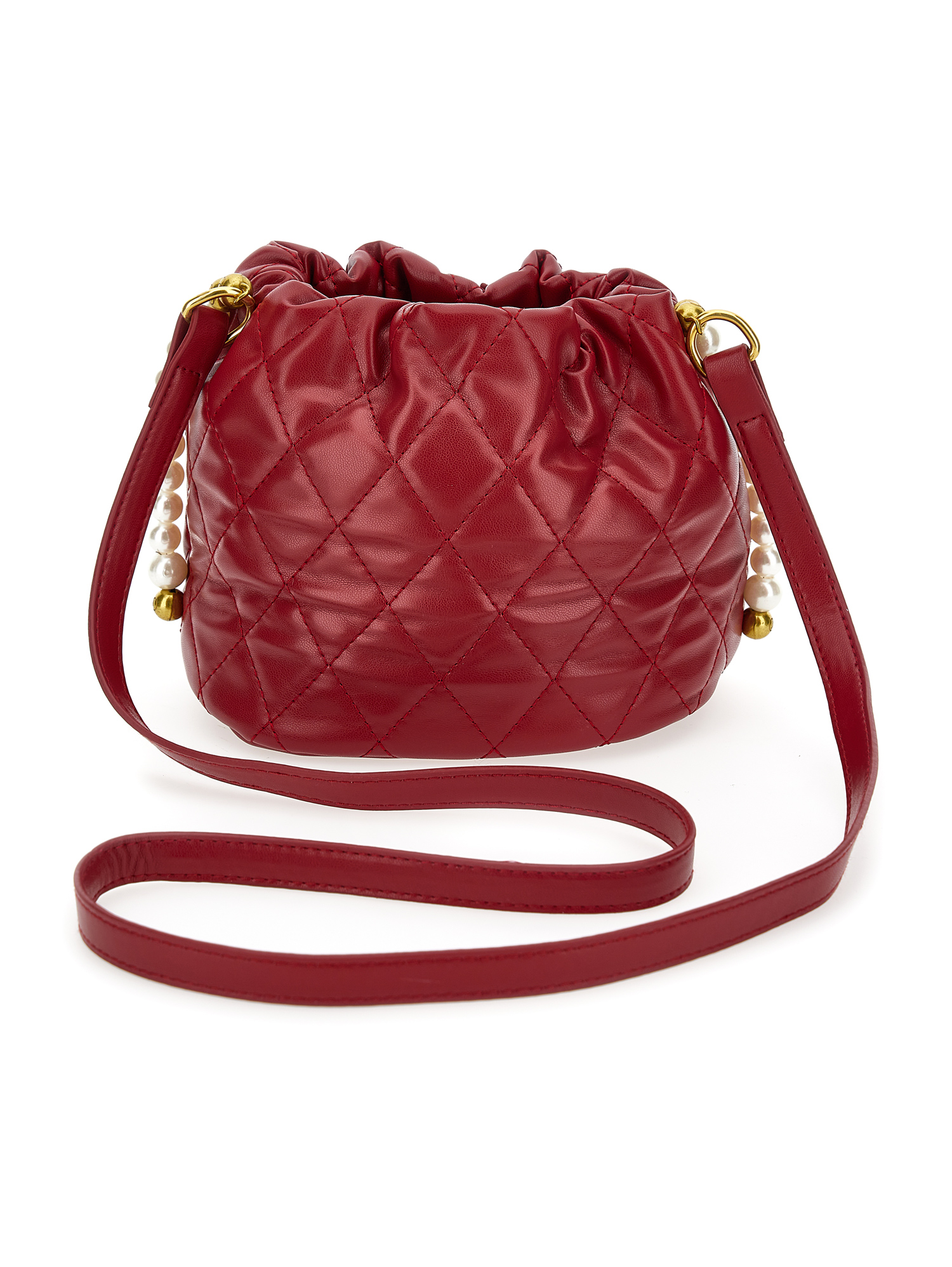 Shop Monnalisa Coated Fabric Bucket Bag In Burgundy