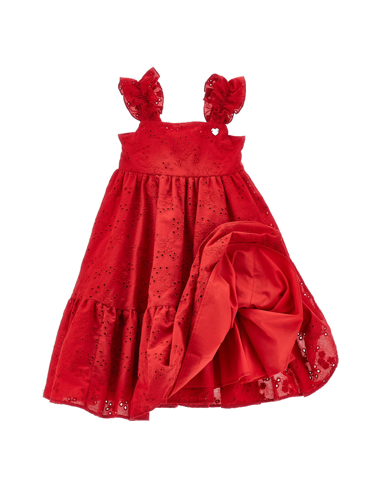 Shop Monnalisa Broderie Anglaise Lace Sundress In Red
