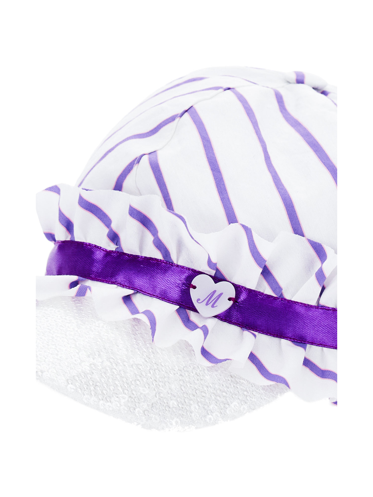 Shop Monnalisa Striped Baseball Cap In White