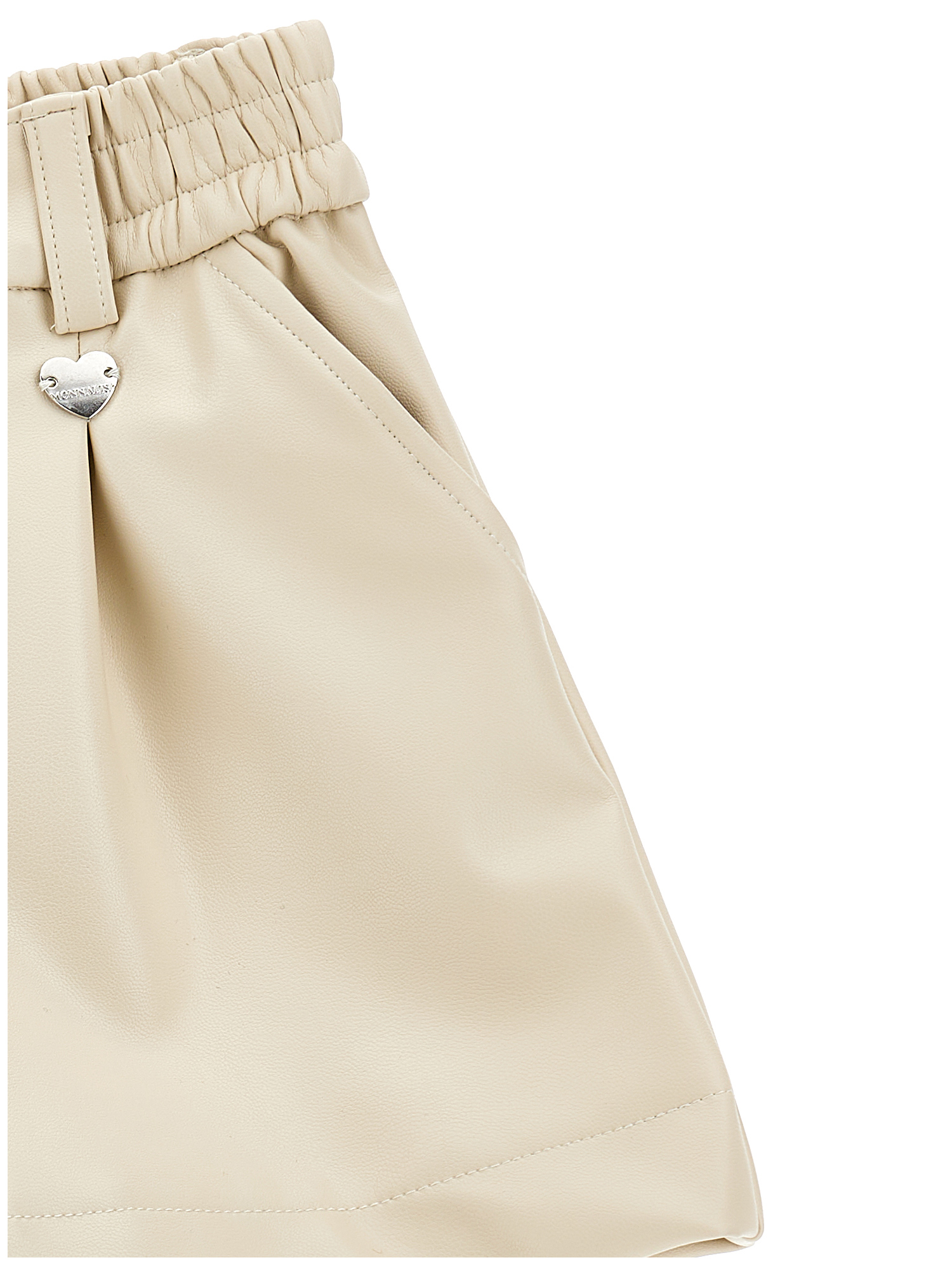 Monnalisa Coated Fabric Shorts In Ecru