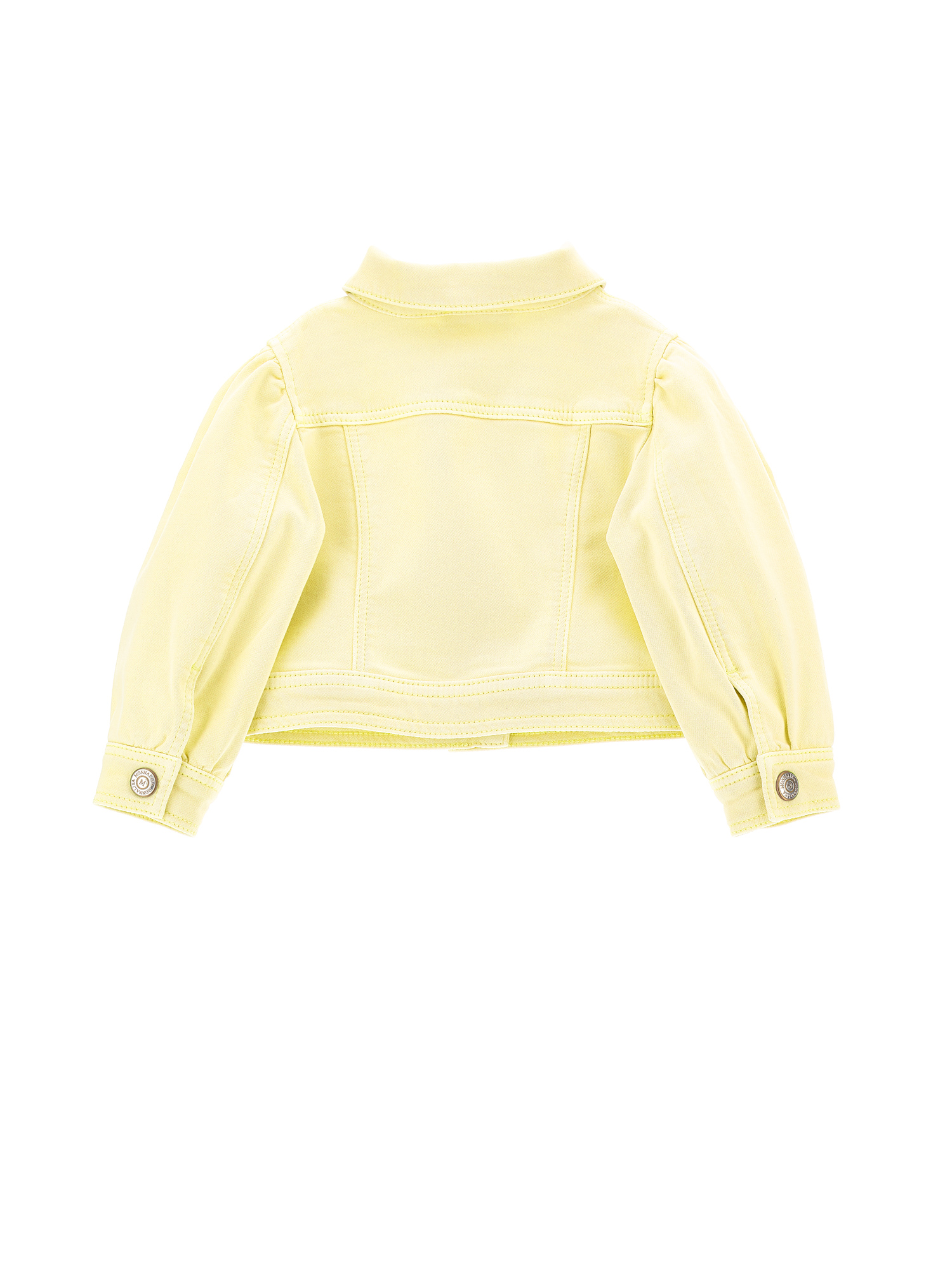 Shop Monnalisa Embroidered Denim Jacket In Light Yellow