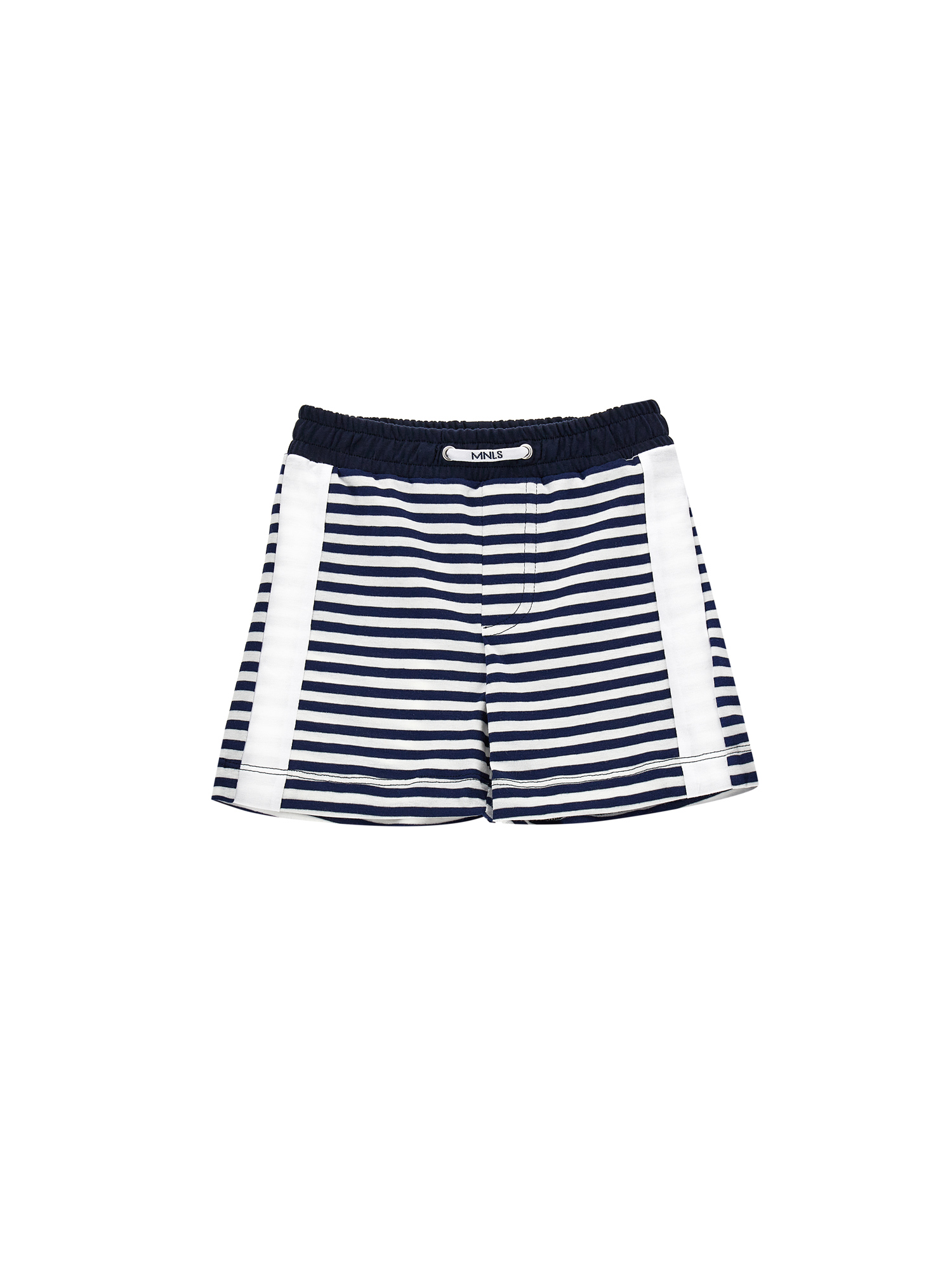 Monnalisa Kids'   Jersey Stripe Bermuda Shorts In White + Blue