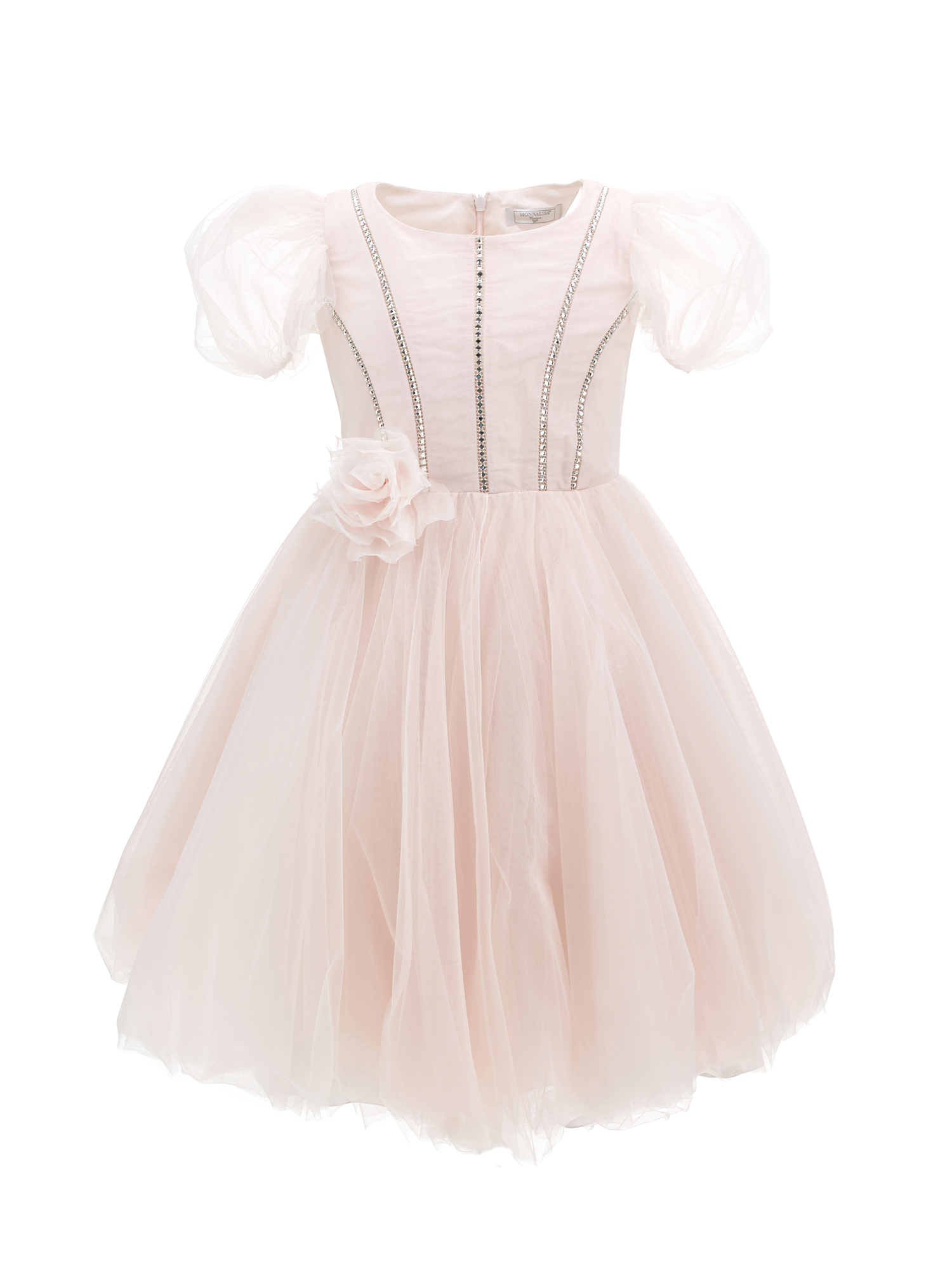 Monnalisa Kids'   Sunset Dress With Silk-touch Tulle In Dusty Pink Rose