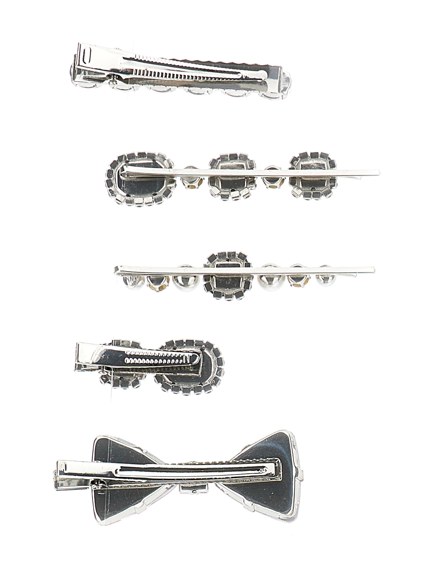 Monnalisa Crystal Hair Clip Set In Grey