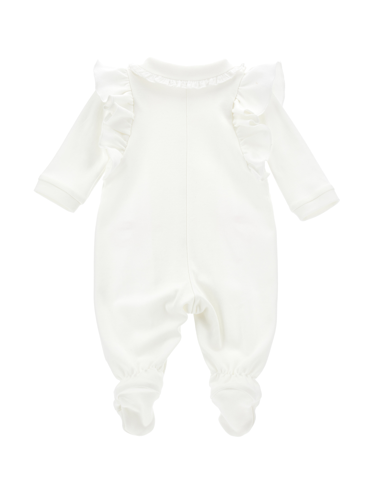Monnalisa Playsuit With Bows And Ruffles In Dusty Pink Rose