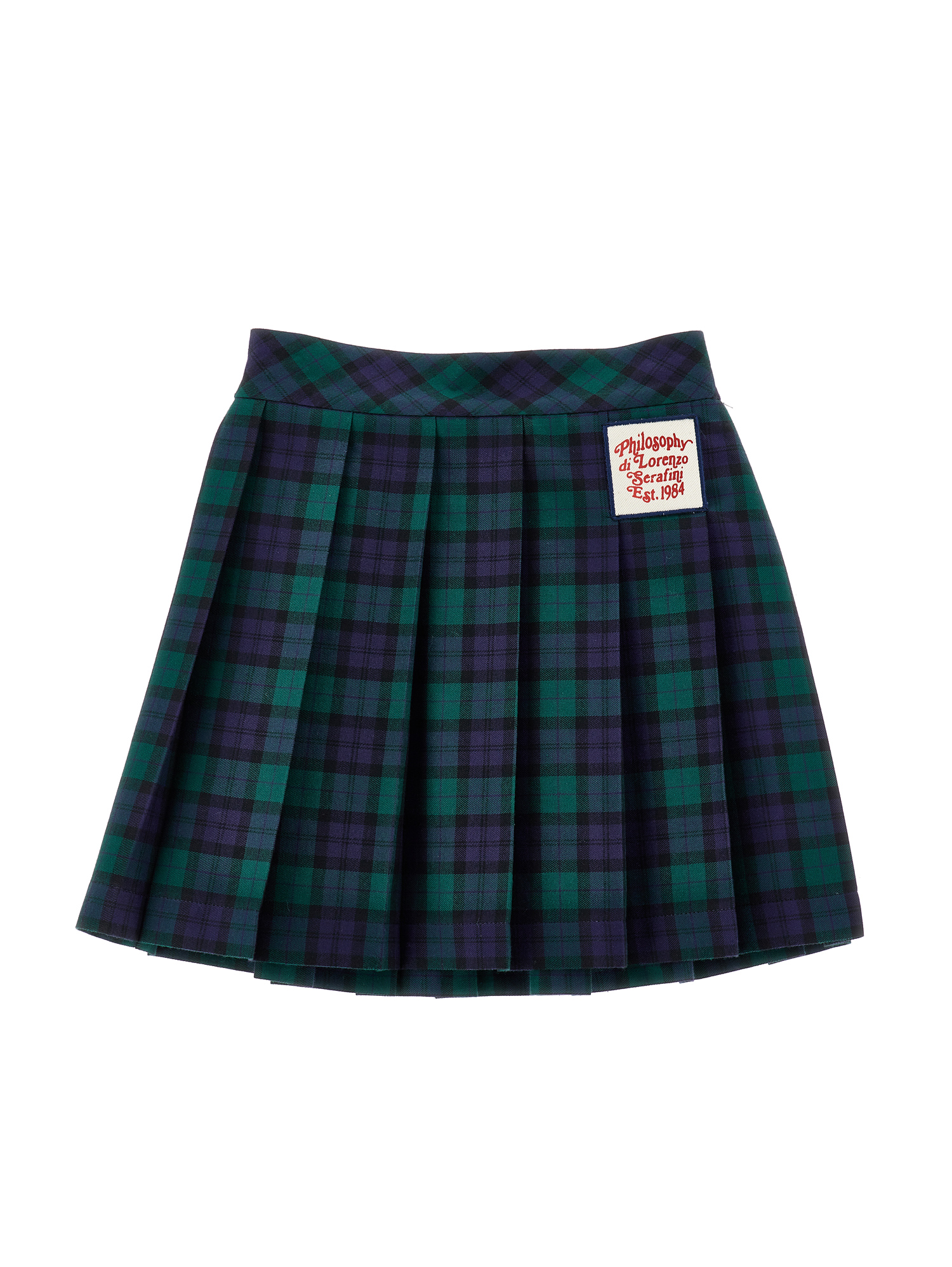 Philosophy Di Lorenzo Serafini Philosophy Kids Tartan Skirt With Patch In Green