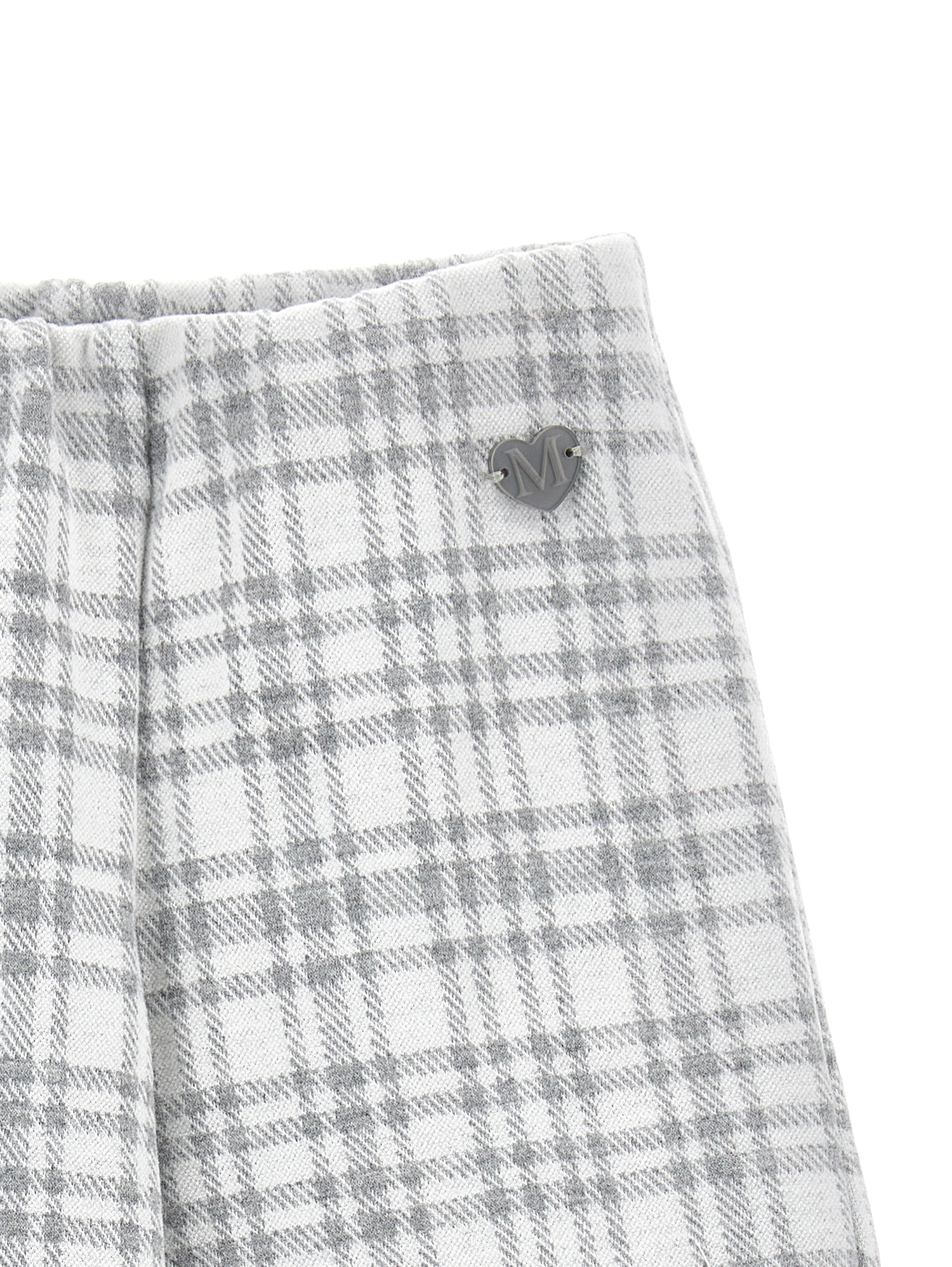 Monnalisa Houndstooth Palazzo Trousers In Grey + Cream