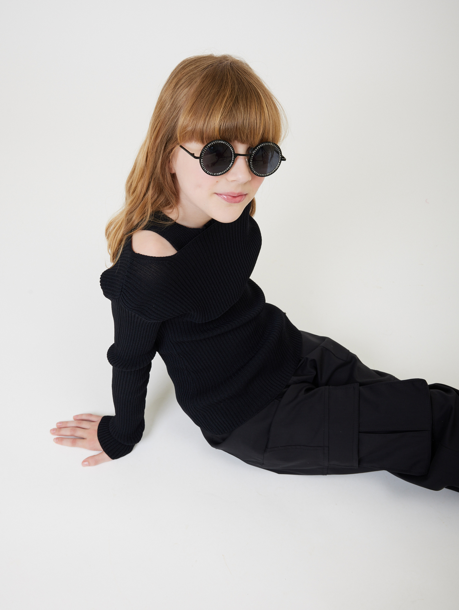 Monnalisa Knit Tank Top And Crop Top Set In Black