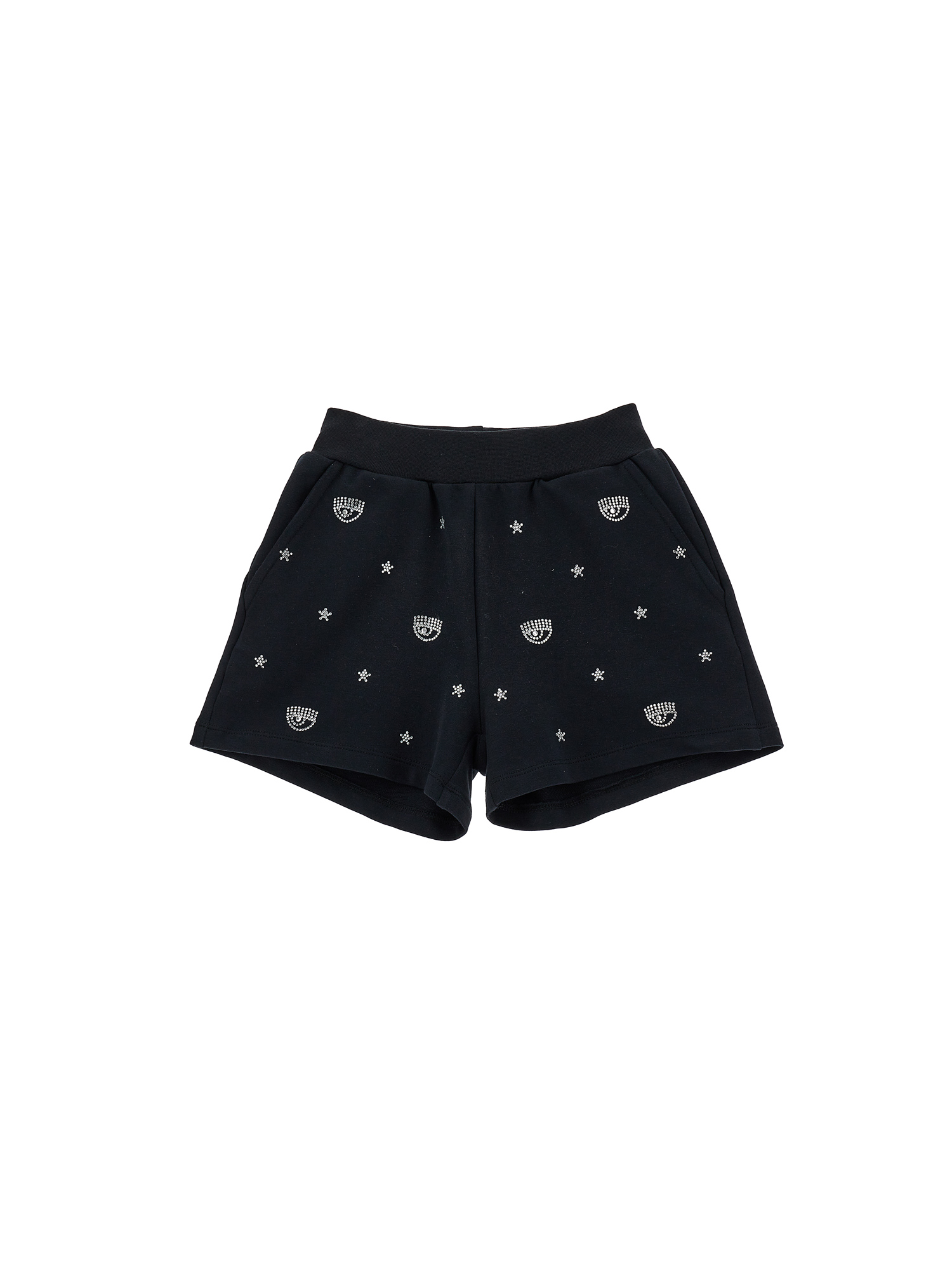 Chiara Ferragni Kids'   Fleece Shorts With Logomania Embroidery In Black
